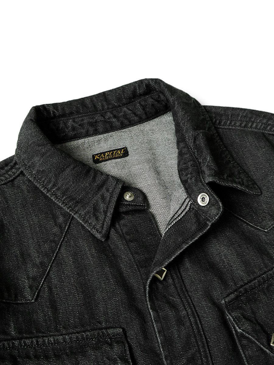 Kapital Kapital 8oz Black Denim Lace Up Western Shirt Size US L / EU 52-54 / 3 - 5 Thumbnail