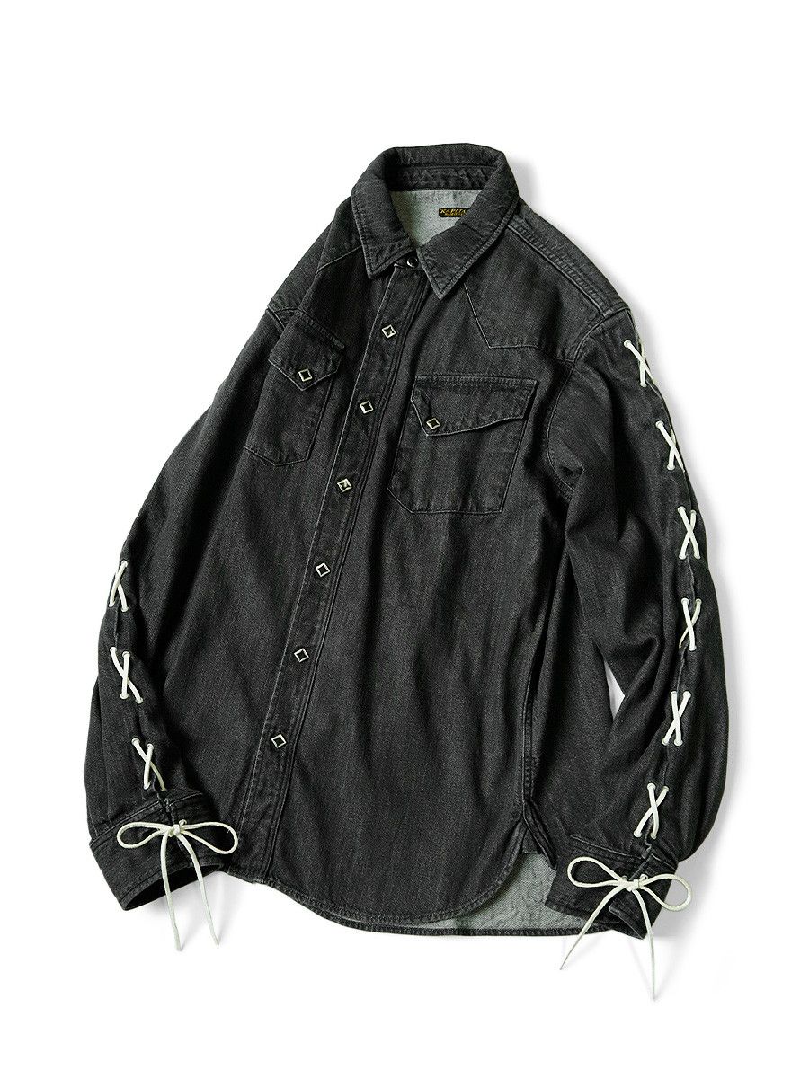 Kapital Kapital 8oz Black Denim Lace Up Western Shirt Size US L / EU 52-54 / 3 - 1 Thumbnail