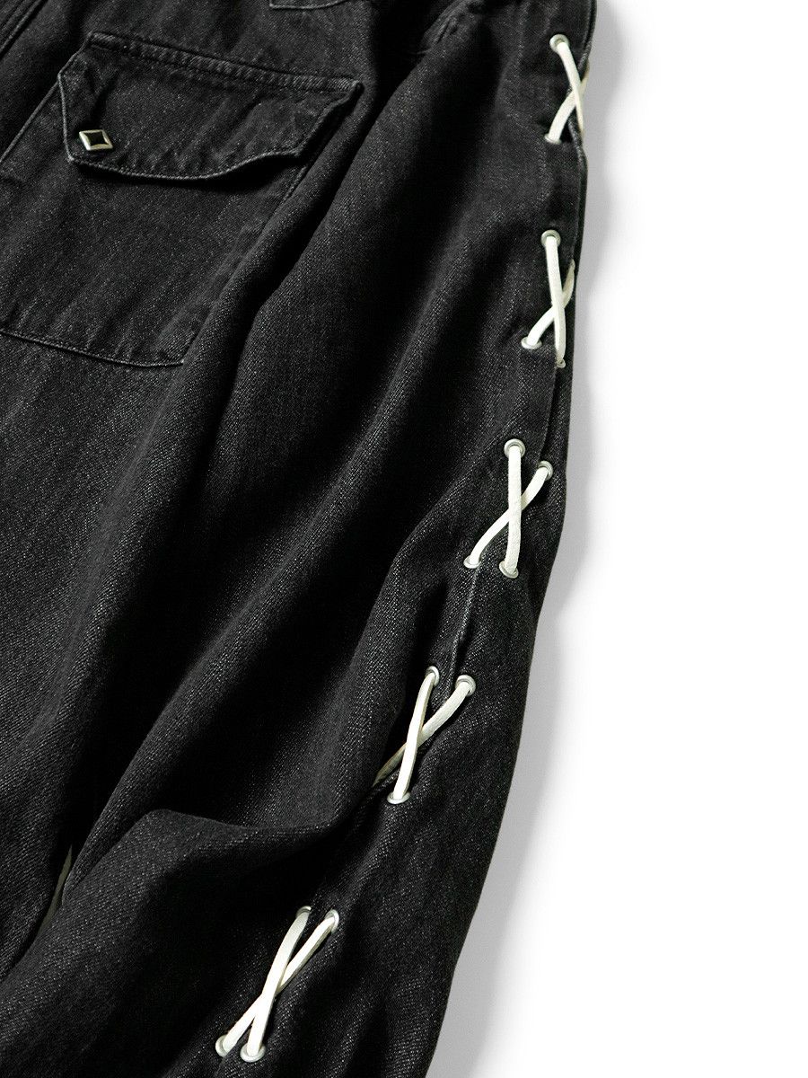 Kapital Kapital 8oz Black Denim Lace Up Western Shirt Size US L / EU 52-54 / 3 - 8 Thumbnail