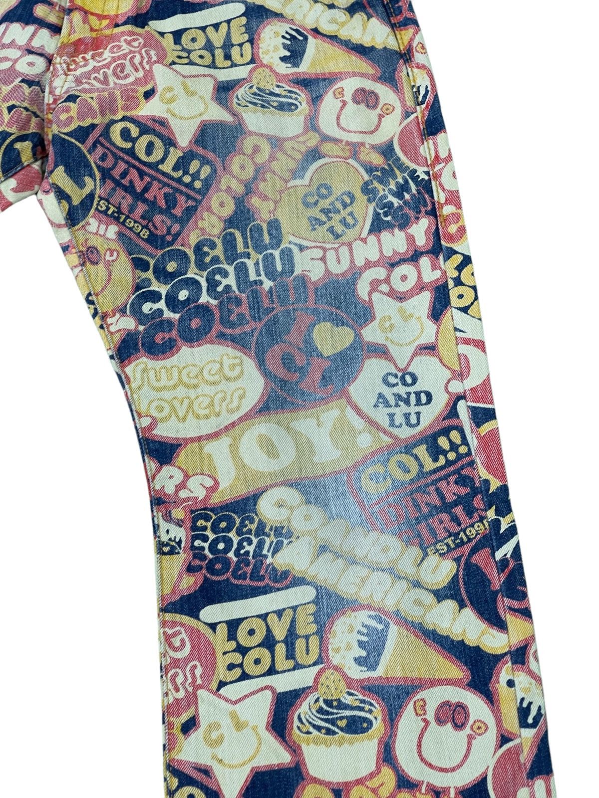Japanese Brand Fullprinted Jeans Co&Lu Multicolour Low Rise Regular 9🟦 Size US 31 - 5 Thumbnail