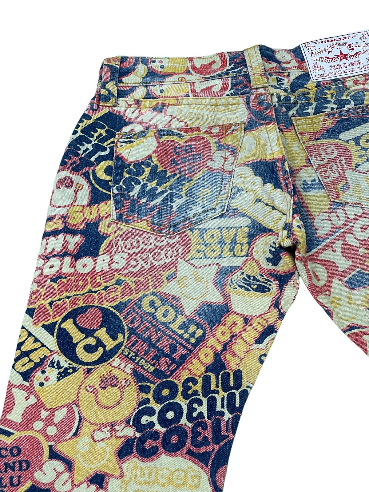 Japanese Brand Fullprinted Jeans Co&Lu Multicolour Low Rise Regular 9🟦 Size US 31 - 12 Thumbnail