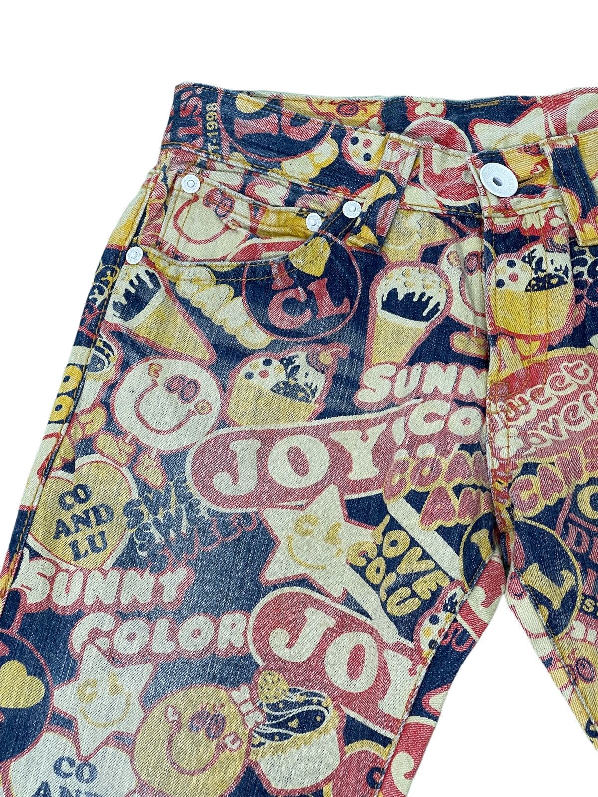 Japanese Brand Fullprinted Jeans Co&Lu Multicolour Low Rise Regular 9🟦 Size US 31 - 6 Thumbnail