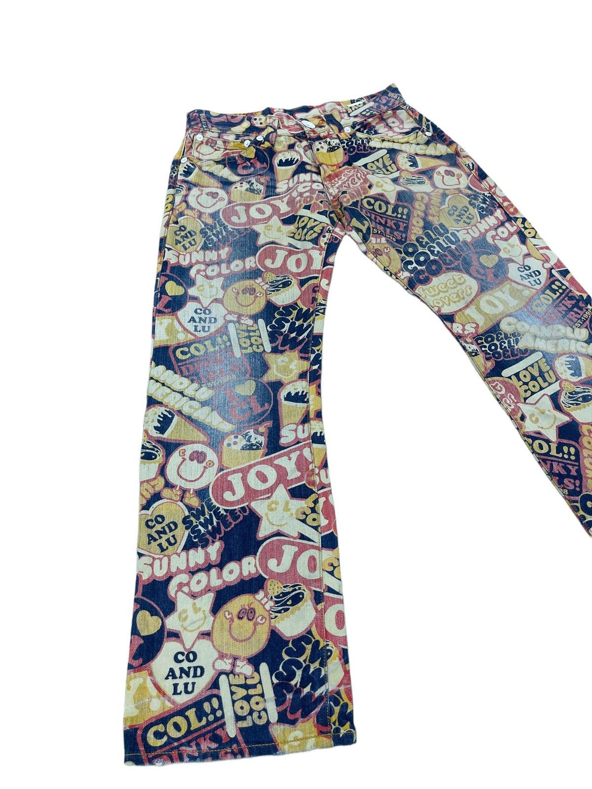 Japanese Brand Fullprinted Jeans Co&Lu Multicolour Low Rise Regular 9🟦 Size US 31 - 2 Thumbnail