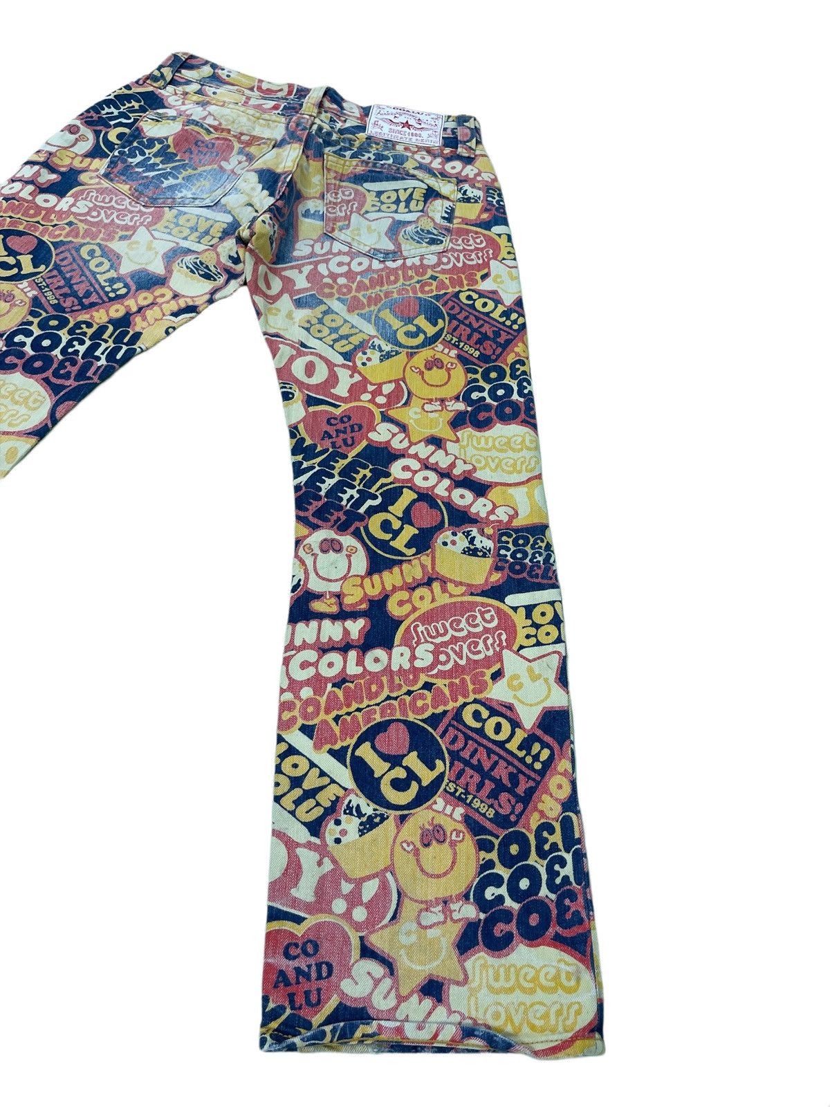 Japanese Brand Fullprinted Jeans Co&Lu Multicolour Low Rise Regular 9🟦 Size US 31 - 11 Thumbnail