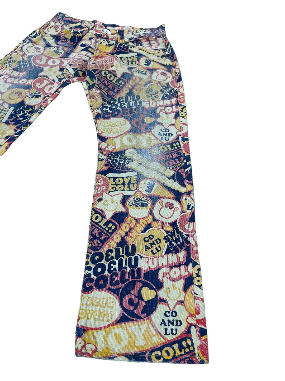 Japanese Brand Fullprinted Jeans Co&Lu Multicolour Low Rise Regular 9🟦 Size US 31 - 3 Thumbnail
