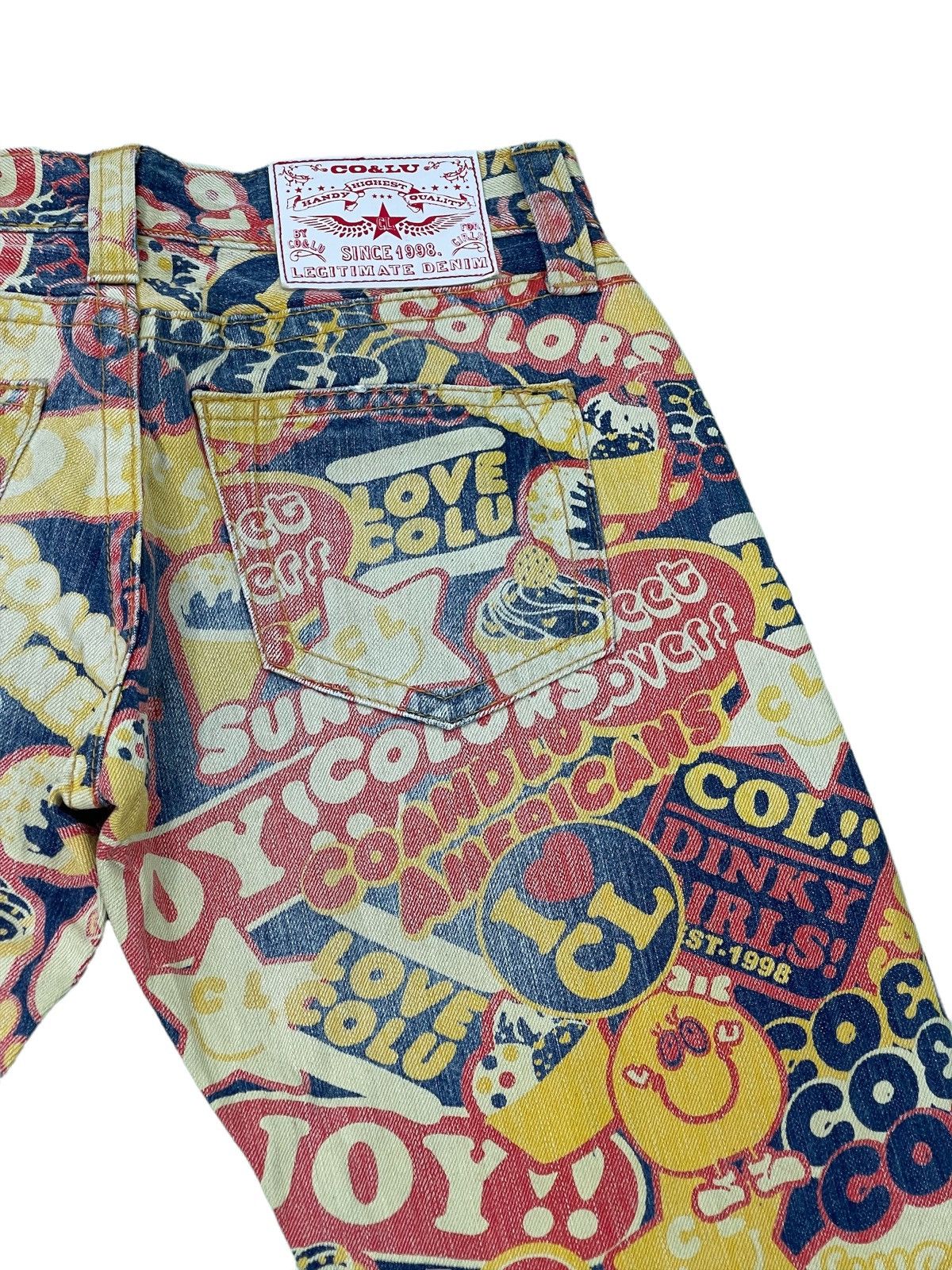 Japanese Brand Fullprinted Jeans Co&Lu Multicolour Low Rise Regular 9🟦 Size US 31 - 13 Thumbnail