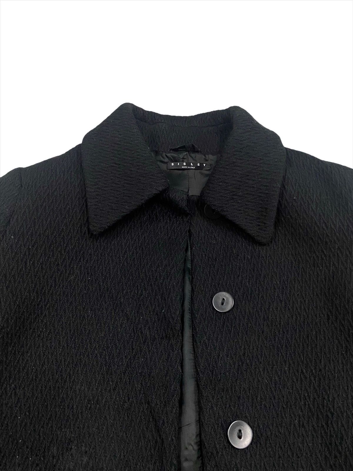 Sisley SISLEY SOLID BLACK WOOL COAT ITALY Size US S / EU 44-46 / 1 - 8 Thumbnail