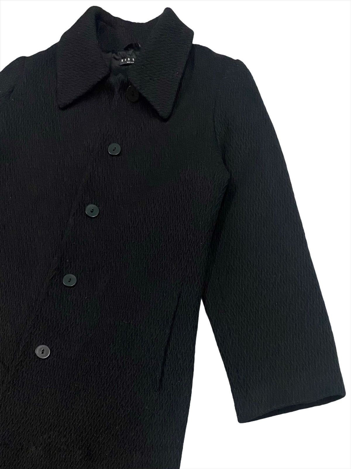 Sisley SISLEY SOLID BLACK WOOL COAT ITALY Size US S / EU 44-46 / 1 - 9 Thumbnail