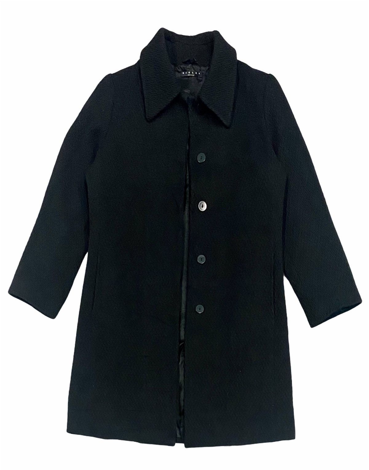 Sisley SISLEY SOLID BLACK WOOL COAT ITALY Size US S / EU 44-46 / 1 - 3 Thumbnail