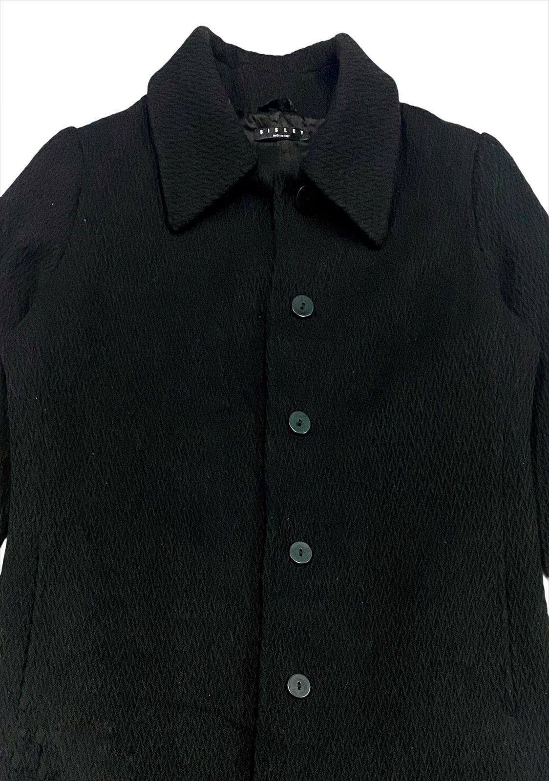 Sisley SISLEY SOLID BLACK WOOL COAT ITALY Size US S / EU 44-46 / 1 - 6 Thumbnail