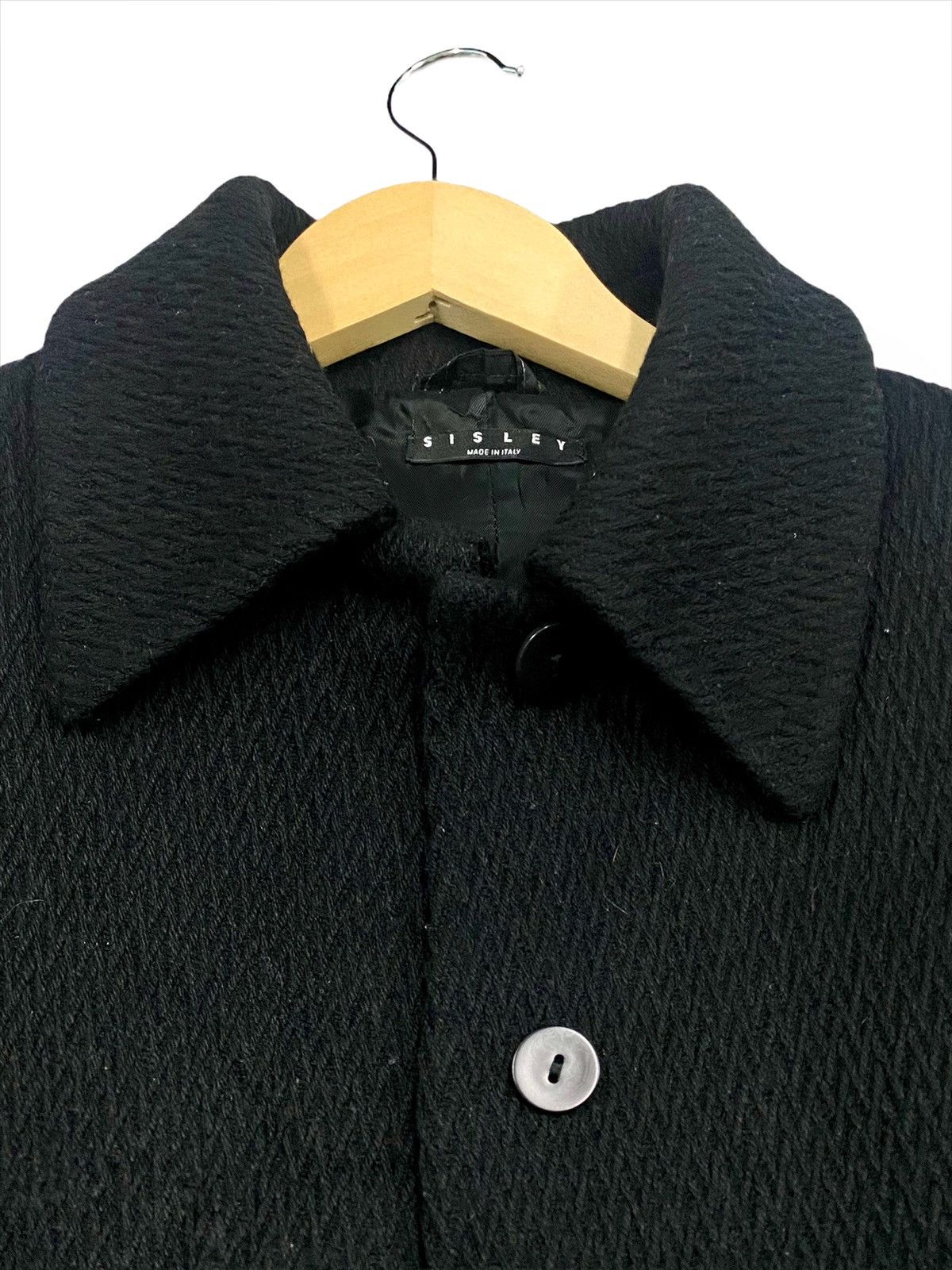 Sisley SISLEY SOLID BLACK WOOL COAT ITALY Size US S / EU 44-46 / 1 - 7 Thumbnail