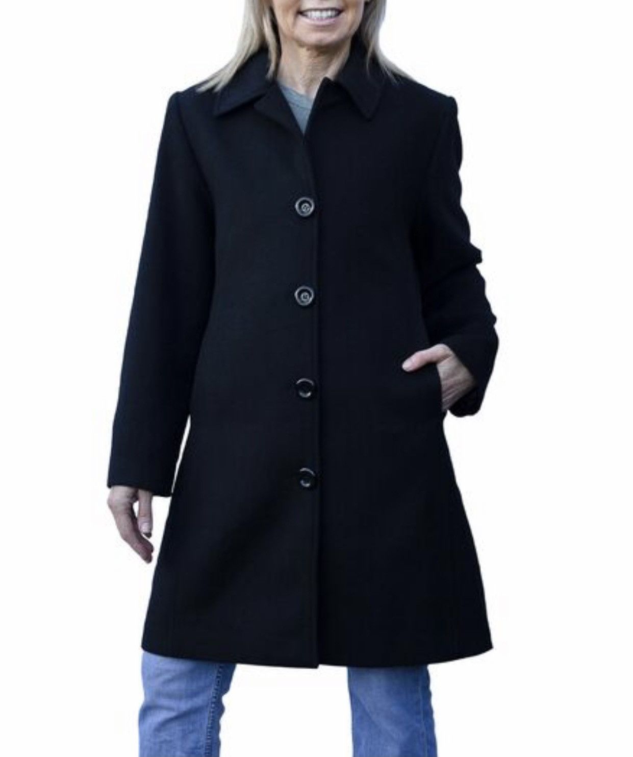 Sisley SISLEY SOLID BLACK WOOL COAT ITALY Size US S / EU 44-46 / 1 - 2 Thumbnail