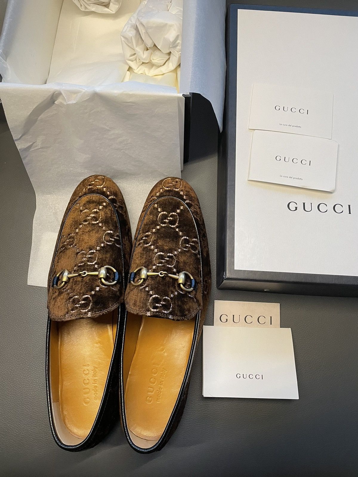 Gucci Rare New Super Runway Velvet GG Logo Horsebit Leather Loafer Size US 9.5 / EU 42-43 - 21 Thumbnail