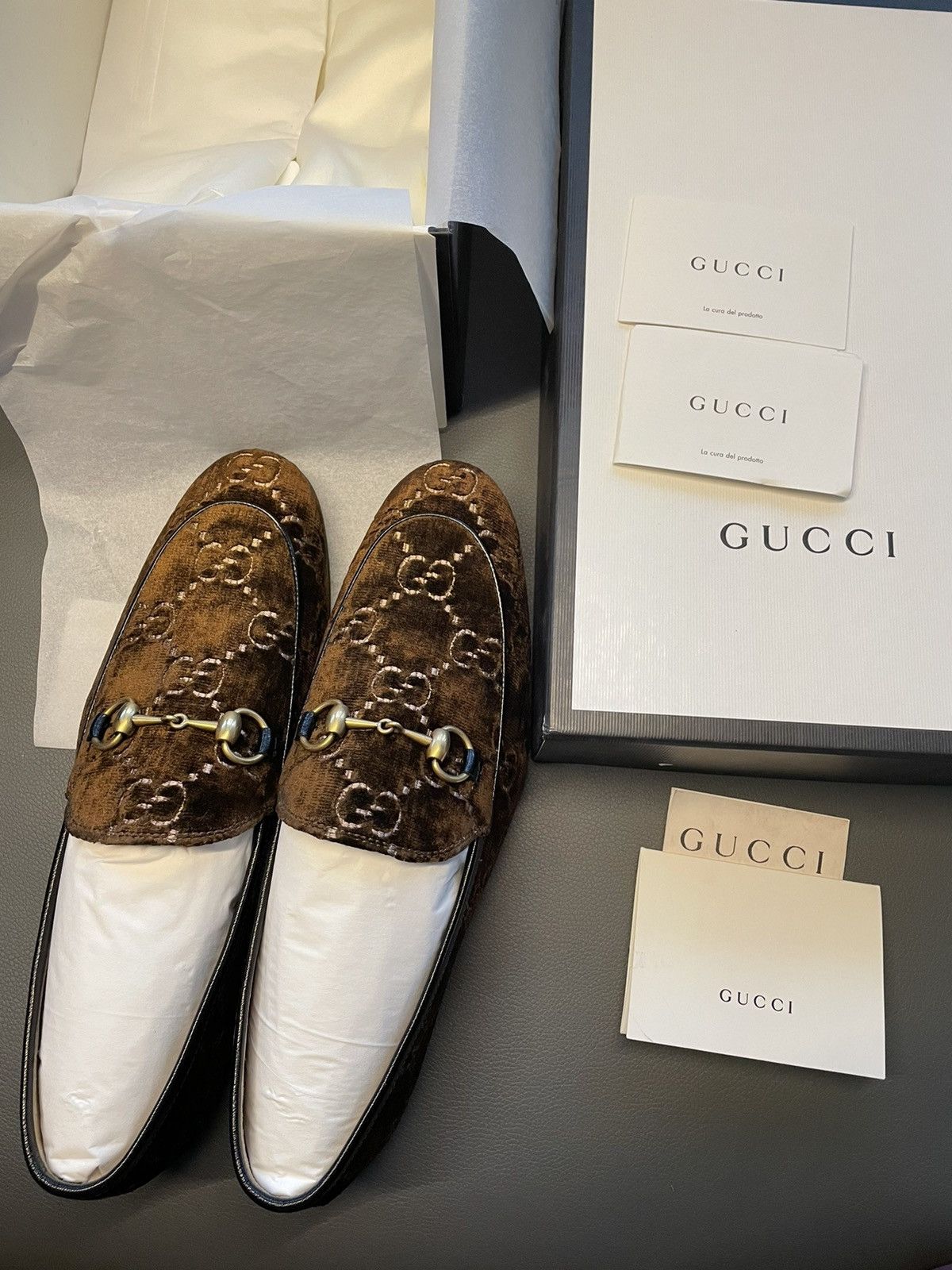 Gucci Rare New Super Runway Velvet GG Logo Horsebit Leather Loafer Size US 9.5 / EU 42-43 - 17 Thumbnail