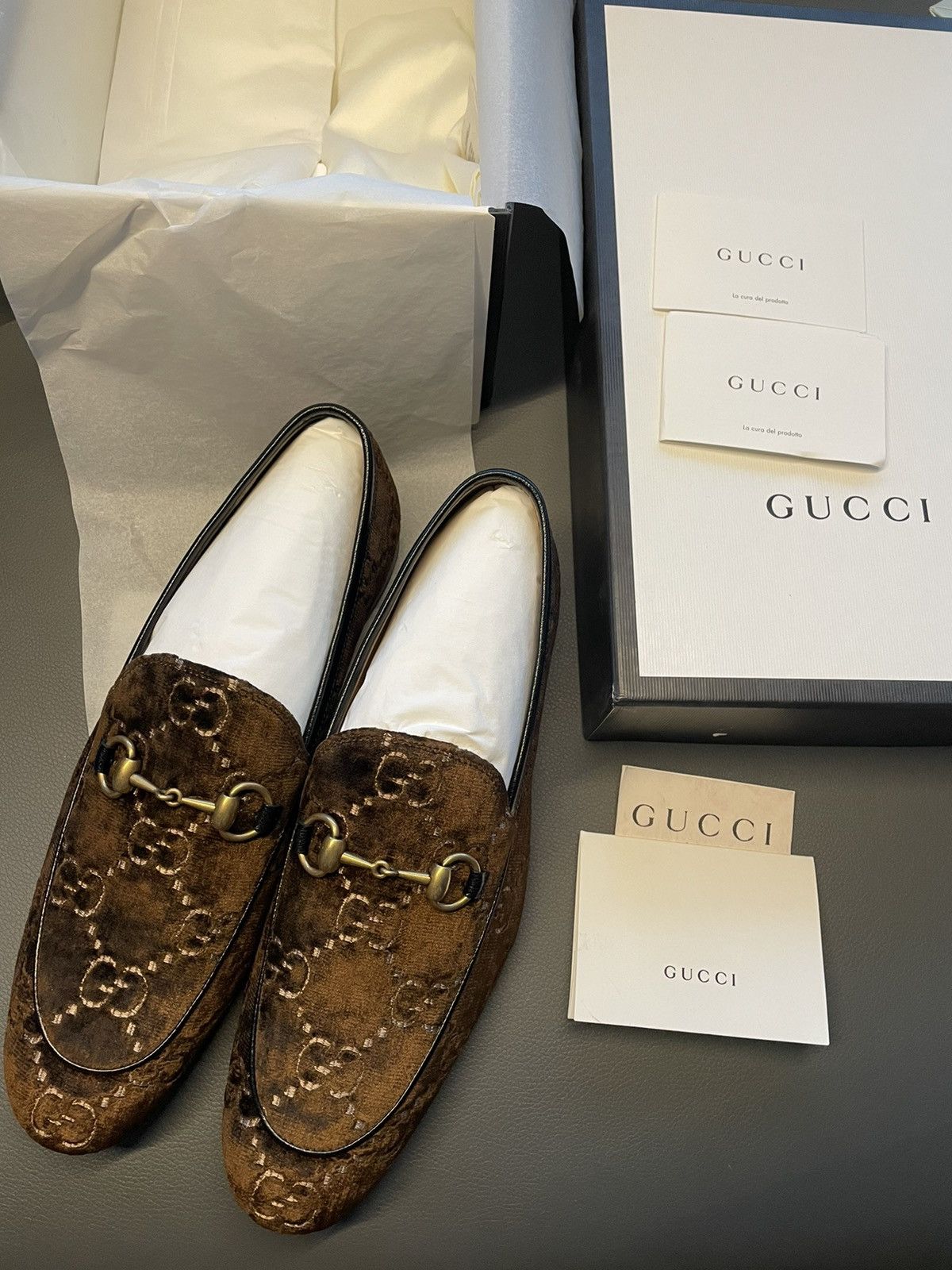 Rare New Super Runway Velvet GG Logo Horsebit Leather Loafer