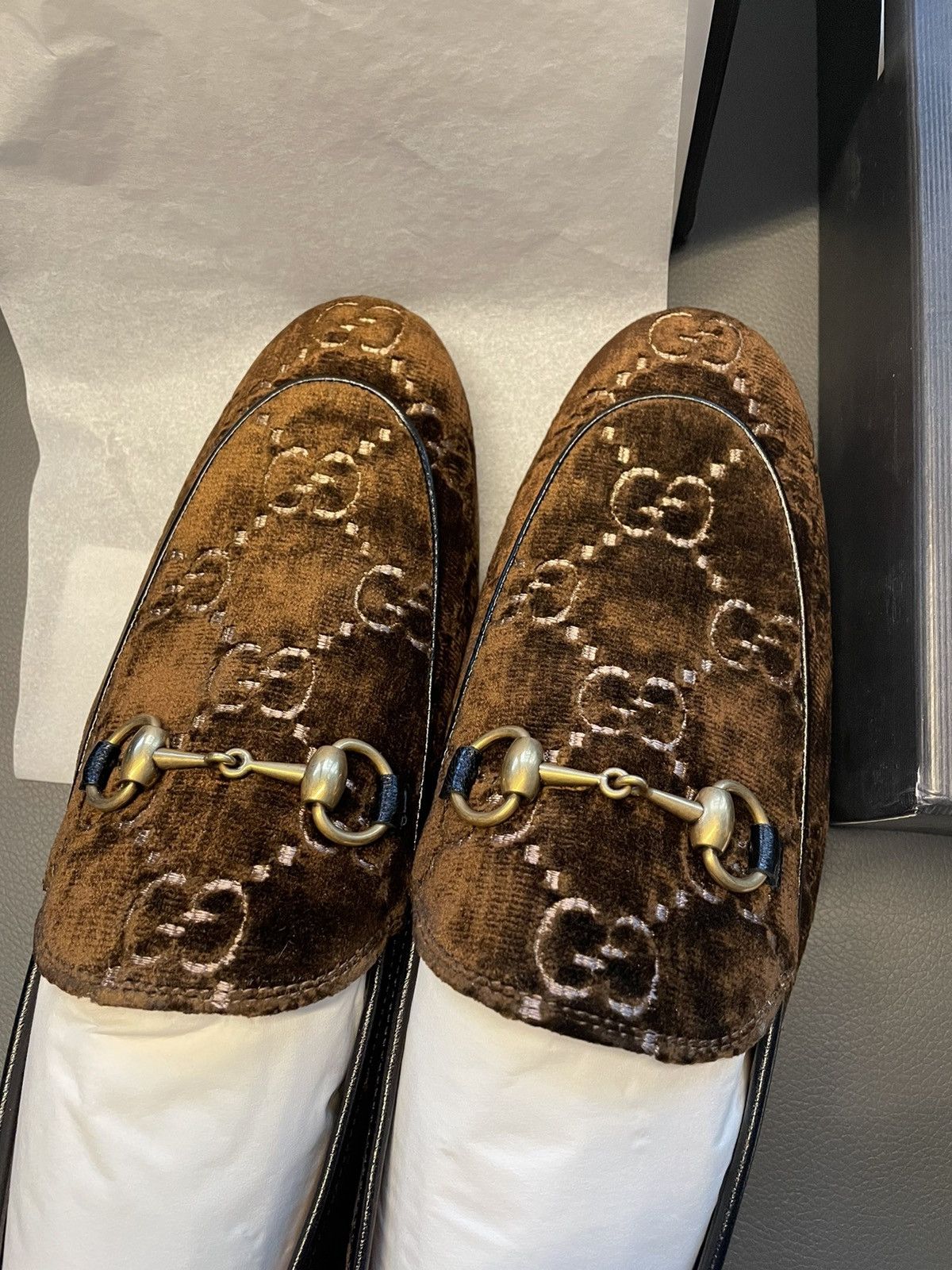 Gucci Rare New Super Runway Velvet GG Logo Horsebit Leather Loafer Size US 9.5 / EU 42-43 - 18 Thumbnail