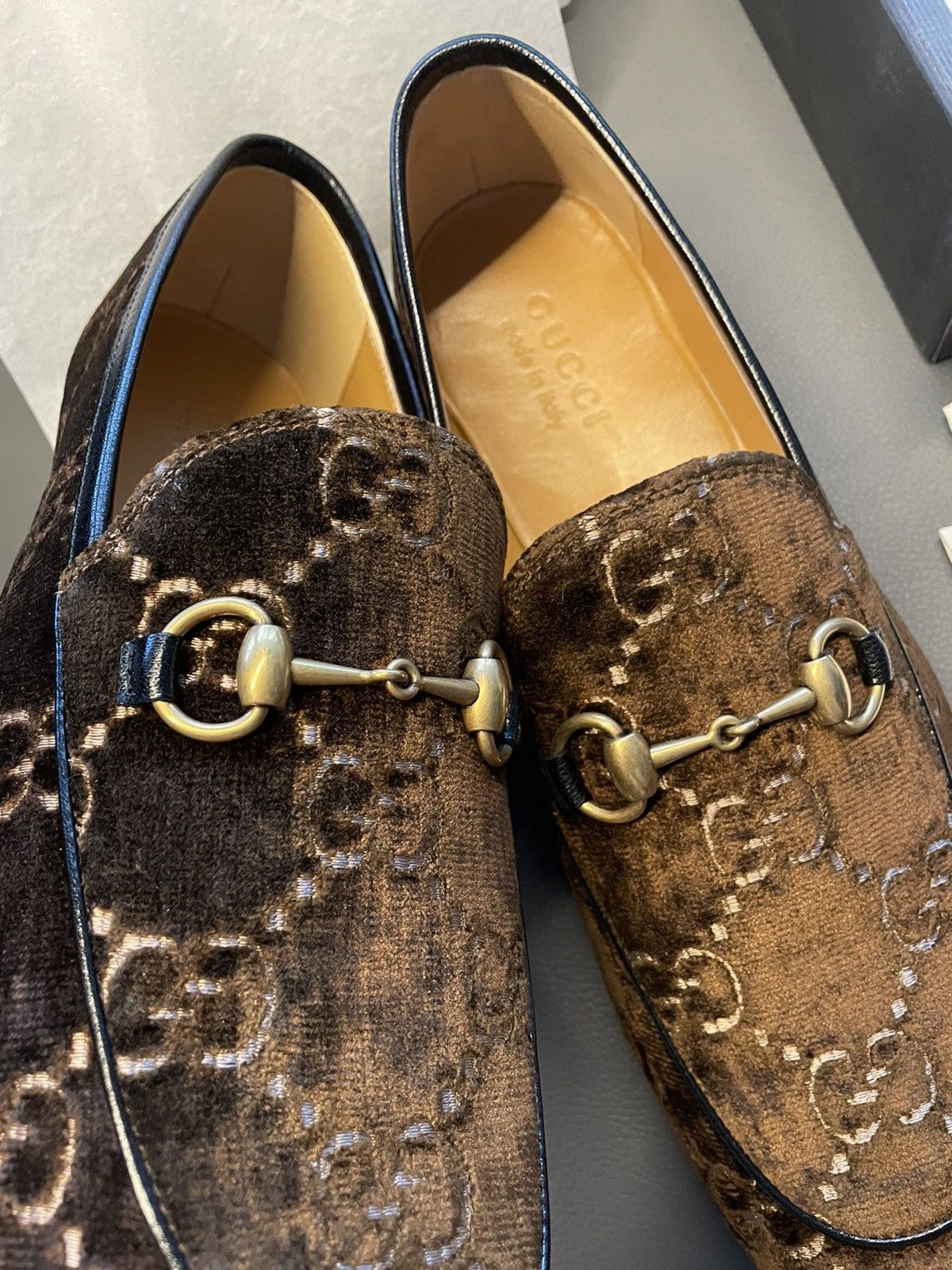 Gucci Rare New Super Runway Velvet GG Logo Horsebit Leather Loafer Size US 9.5 / EU 42-43 - 23 Thumbnail