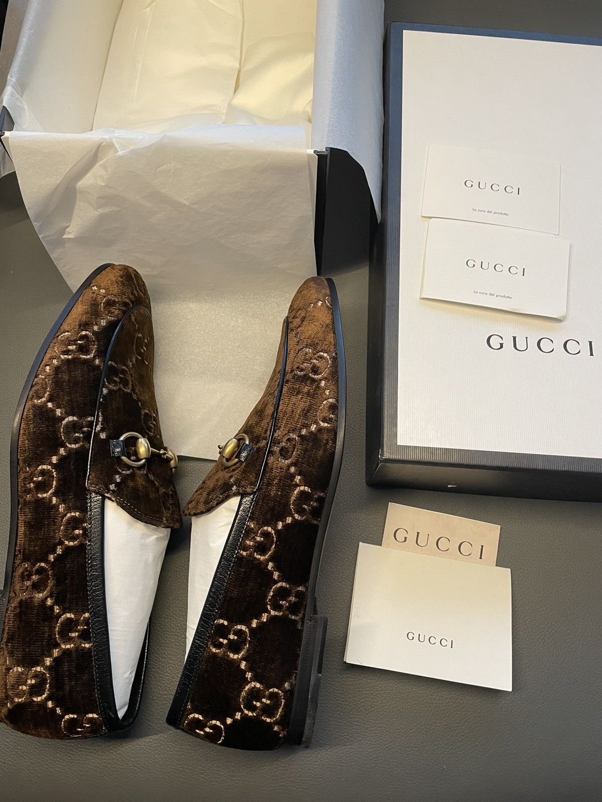 Gucci Rare New Super Runway Velvet GG Logo Horsebit Leather Loafer Size US 9.5 / EU 42-43 - 8 Thumbnail