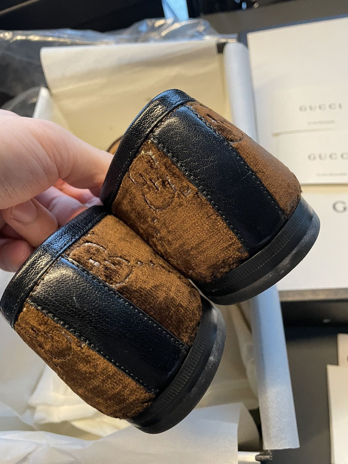 Gucci Rare New Super Runway Velvet GG Logo Horsebit Leather Loafer Size US 9.5 / EU 42-43 - 19 Thumbnail