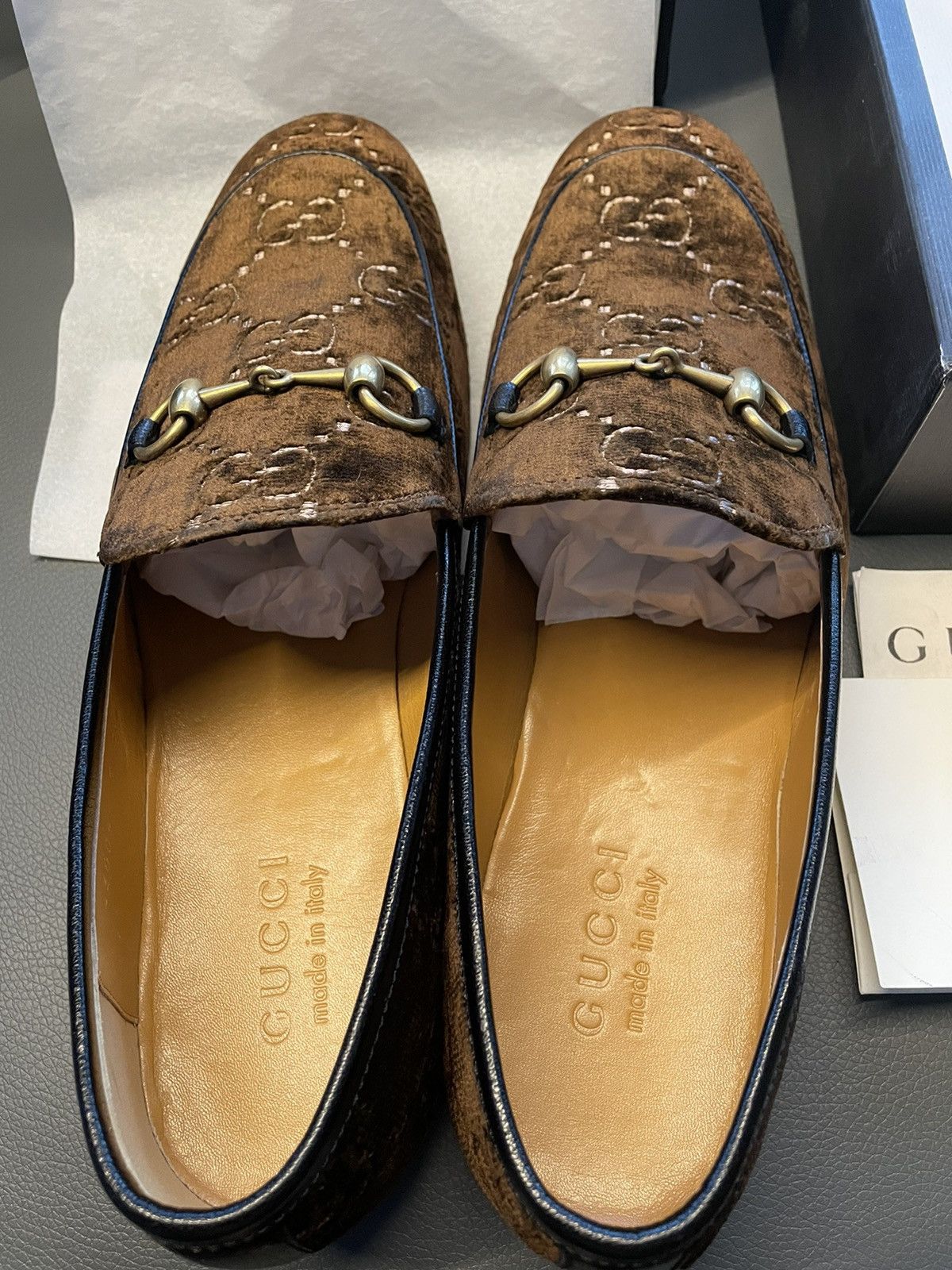 Gucci Rare New Super Runway Velvet GG Logo Horsebit Leather Loafer Size US 9.5 / EU 42-43 - 22 Thumbnail