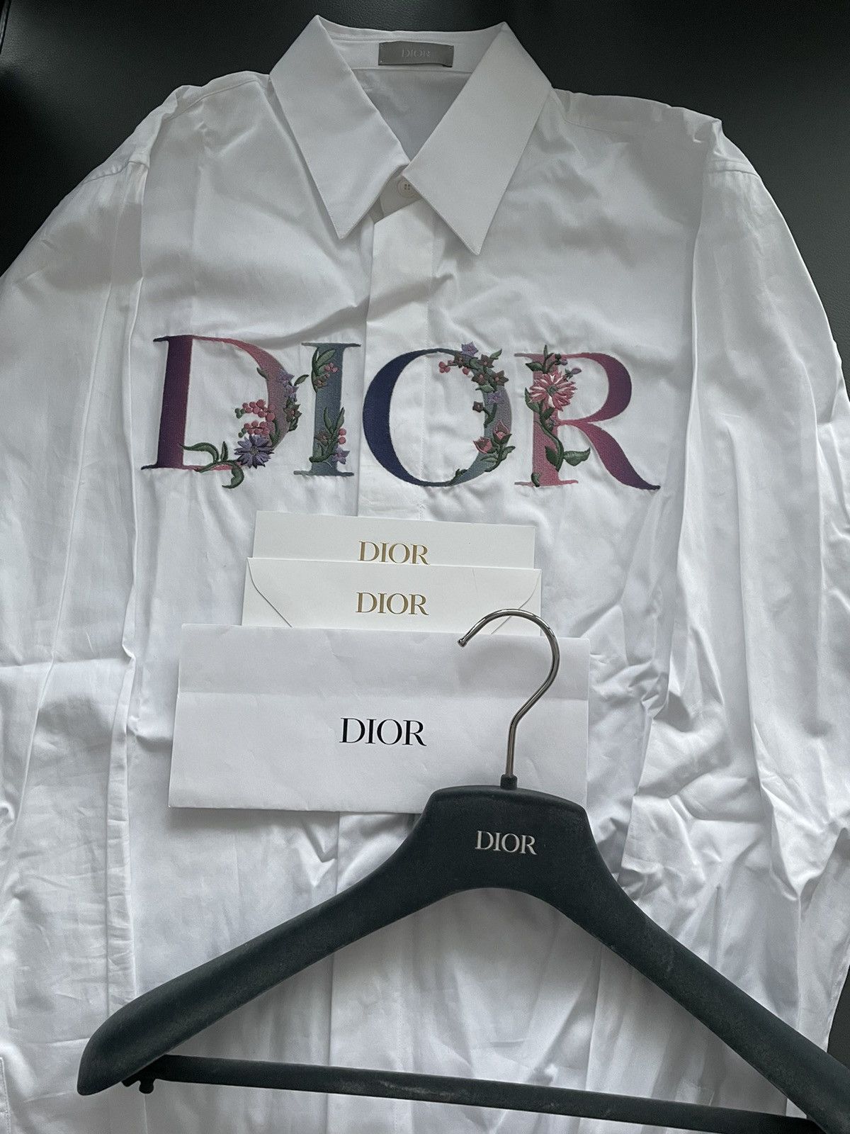 Pre-owned Dior Super Runway Limited Edition Embroidery Logo Shirt In White