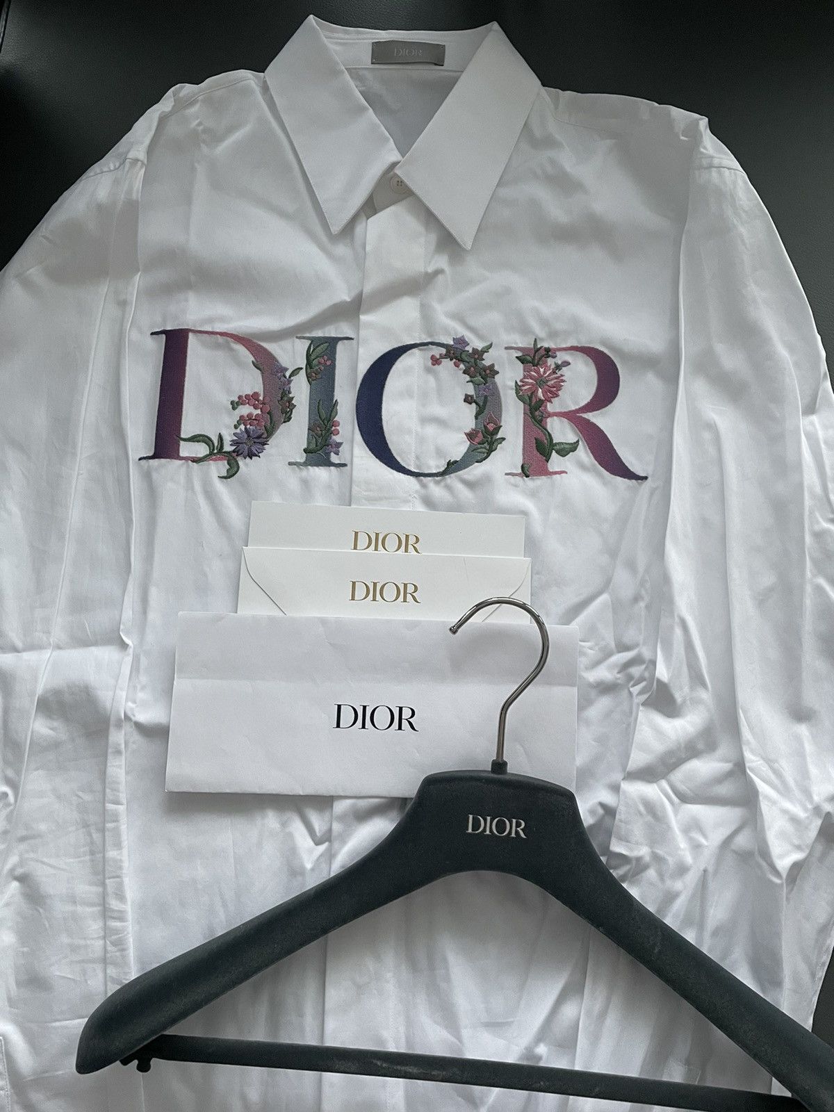 image of Dior Super Runway Limited Edition Embroidery Logo Shirt in White, Men's (Size Small)