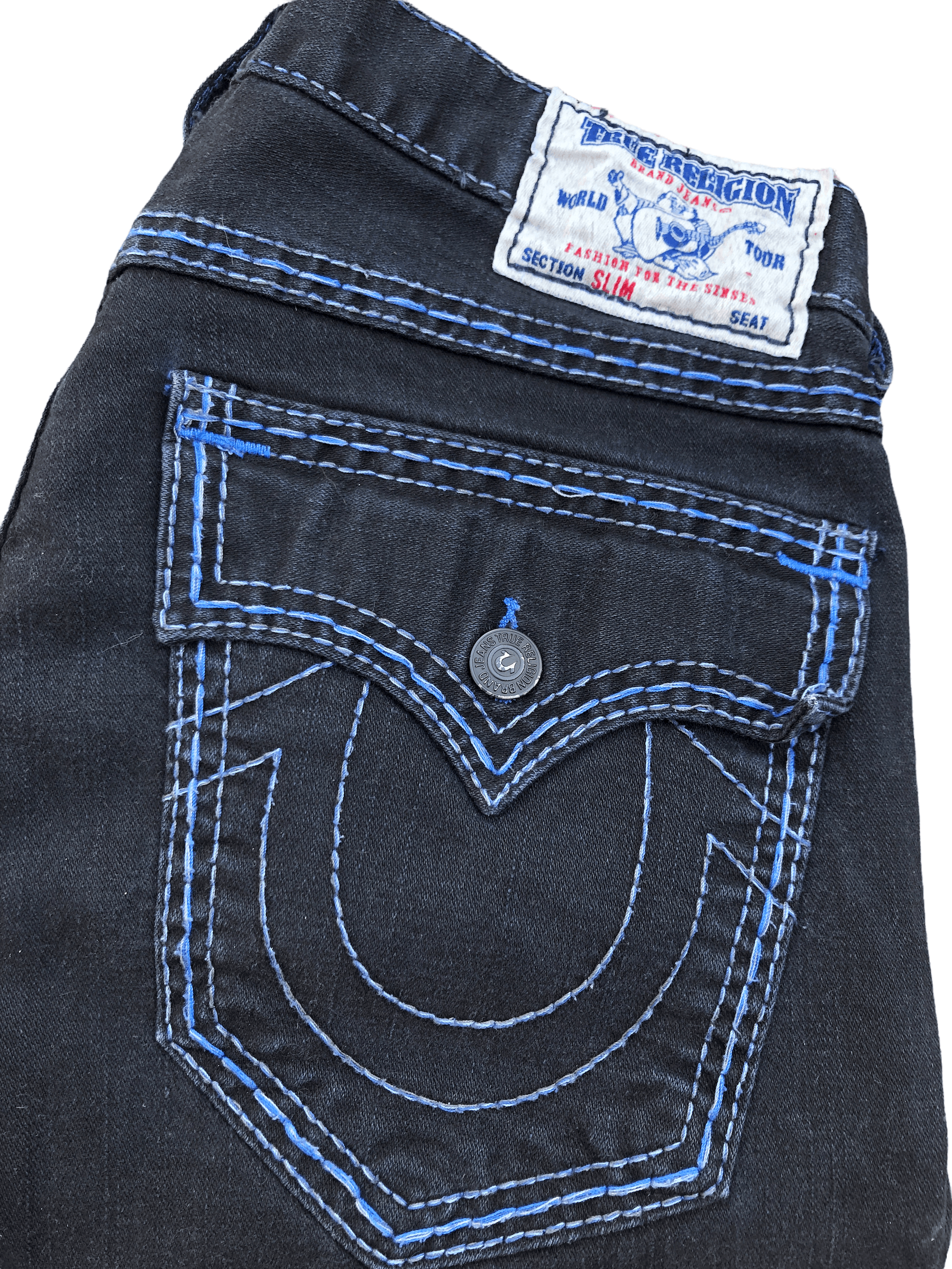 True Religion × Vintage Vintage True Religion Jeans Size 34 SLIM Black/Blue Size US 34 / EU 50 - 6 Thumbnail