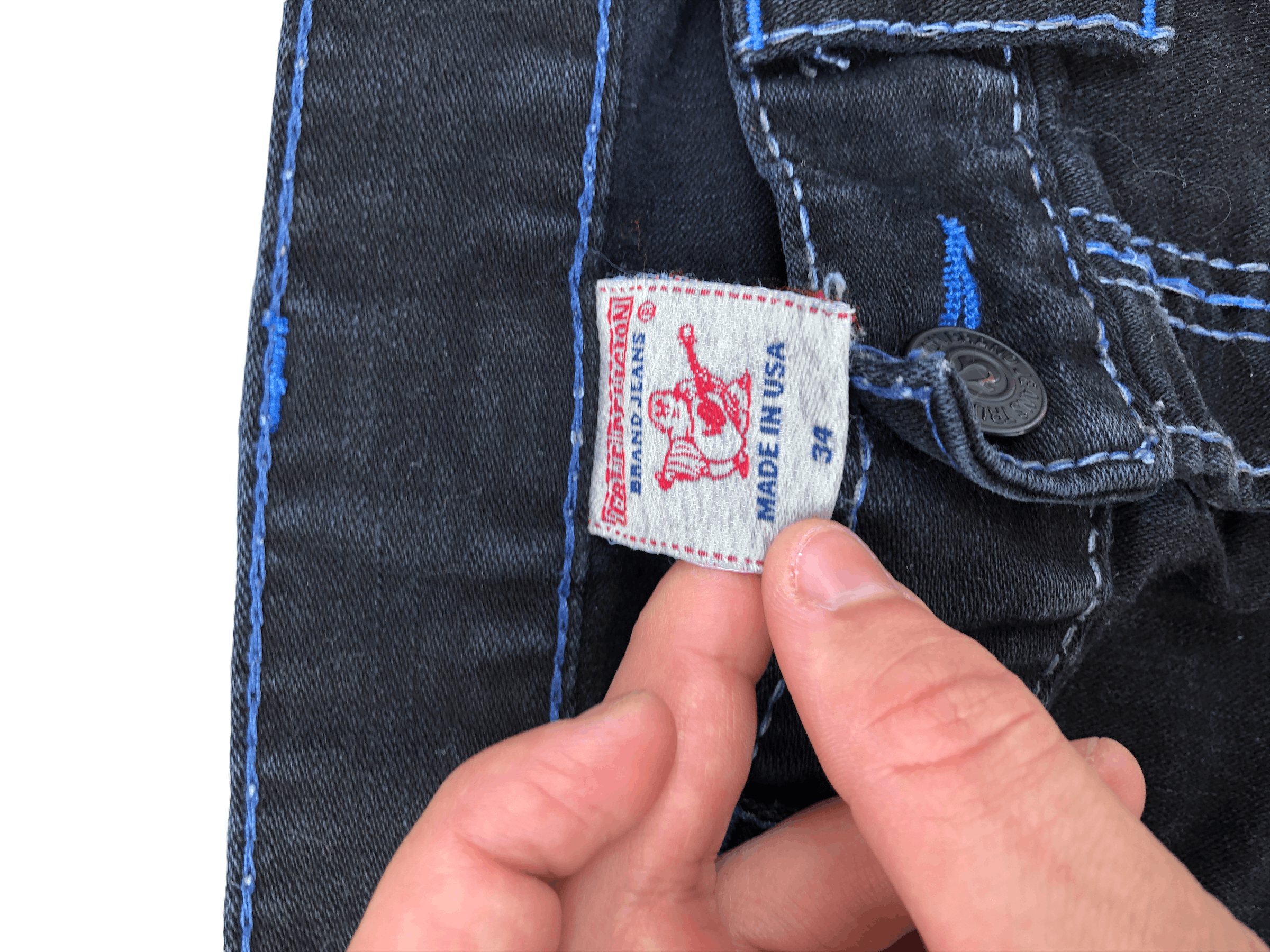 True Religion × Vintage Vintage True Religion Jeans Size 34 SLIM Black/Blue Size US 34 / EU 50 - 11 Thumbnail