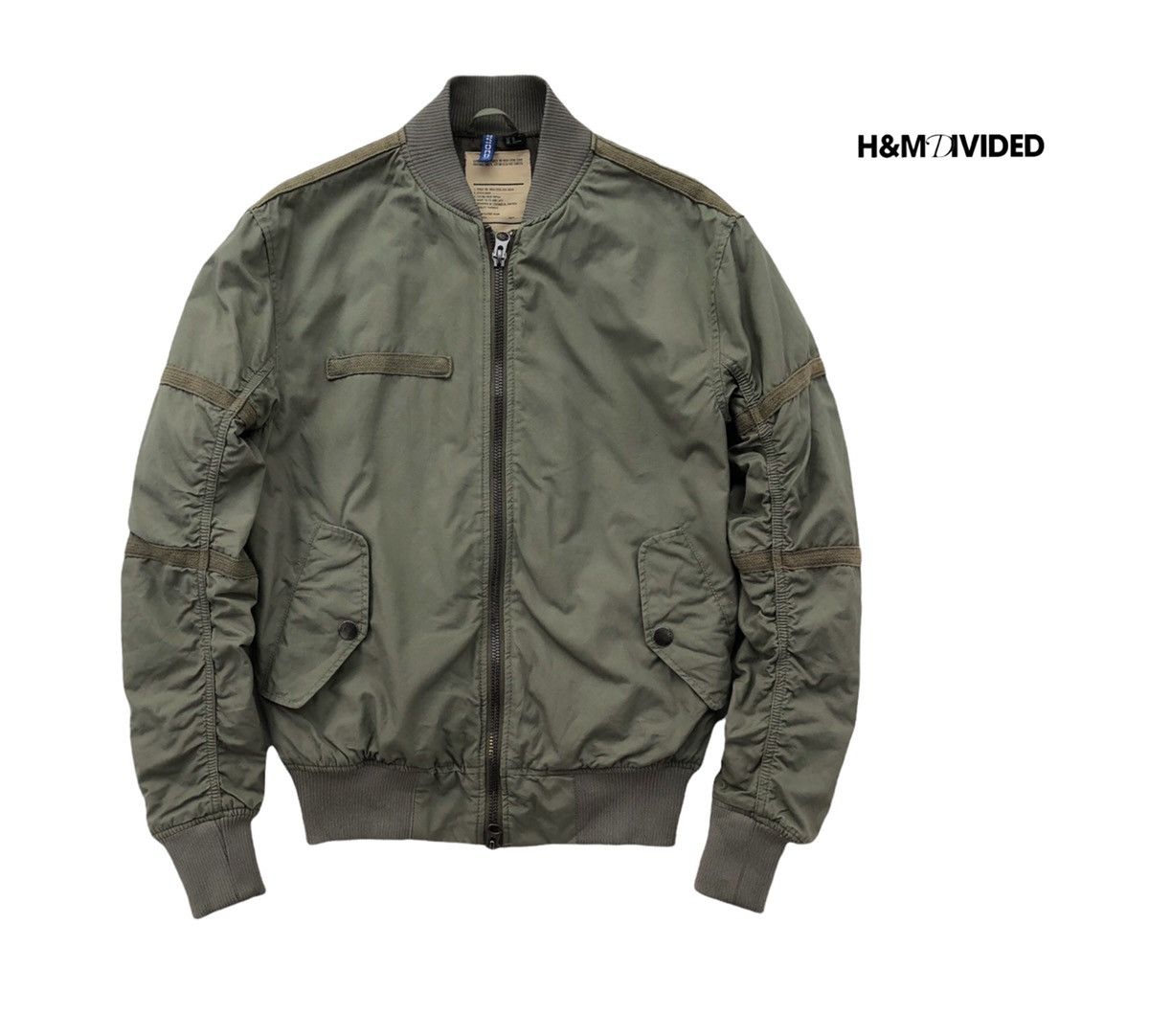image of Bomber Jacket x Divided By H&m Bomber Cargo Men's Jacket Utility Rouched in Olive (Size Medium)