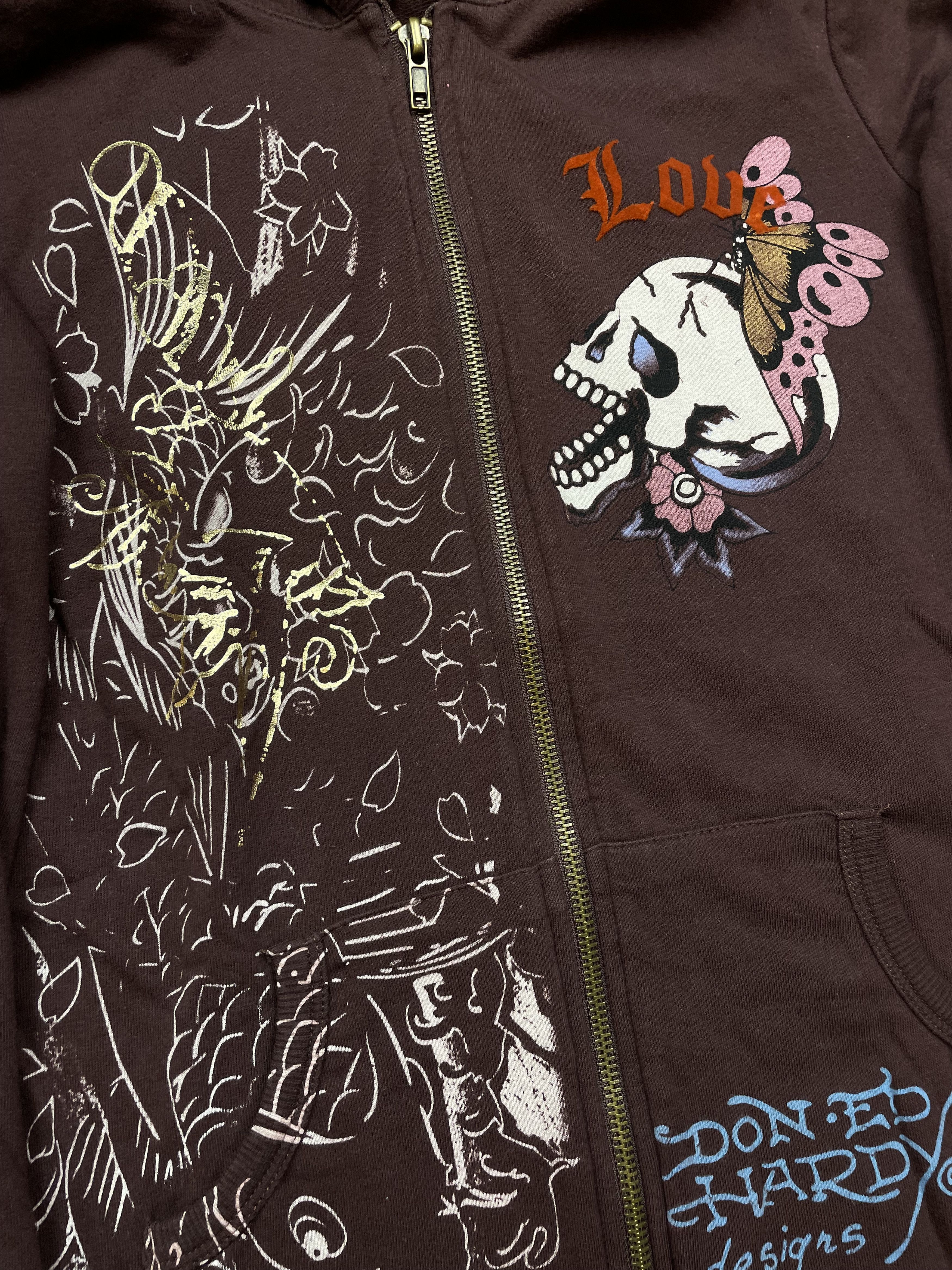 Ed Hardy Vintage Ed Hardy Love Skull Hoodie Jacket Rare Y2K Hype Size M / US 6-8 / IT 42-44 - 4 Thumbnail