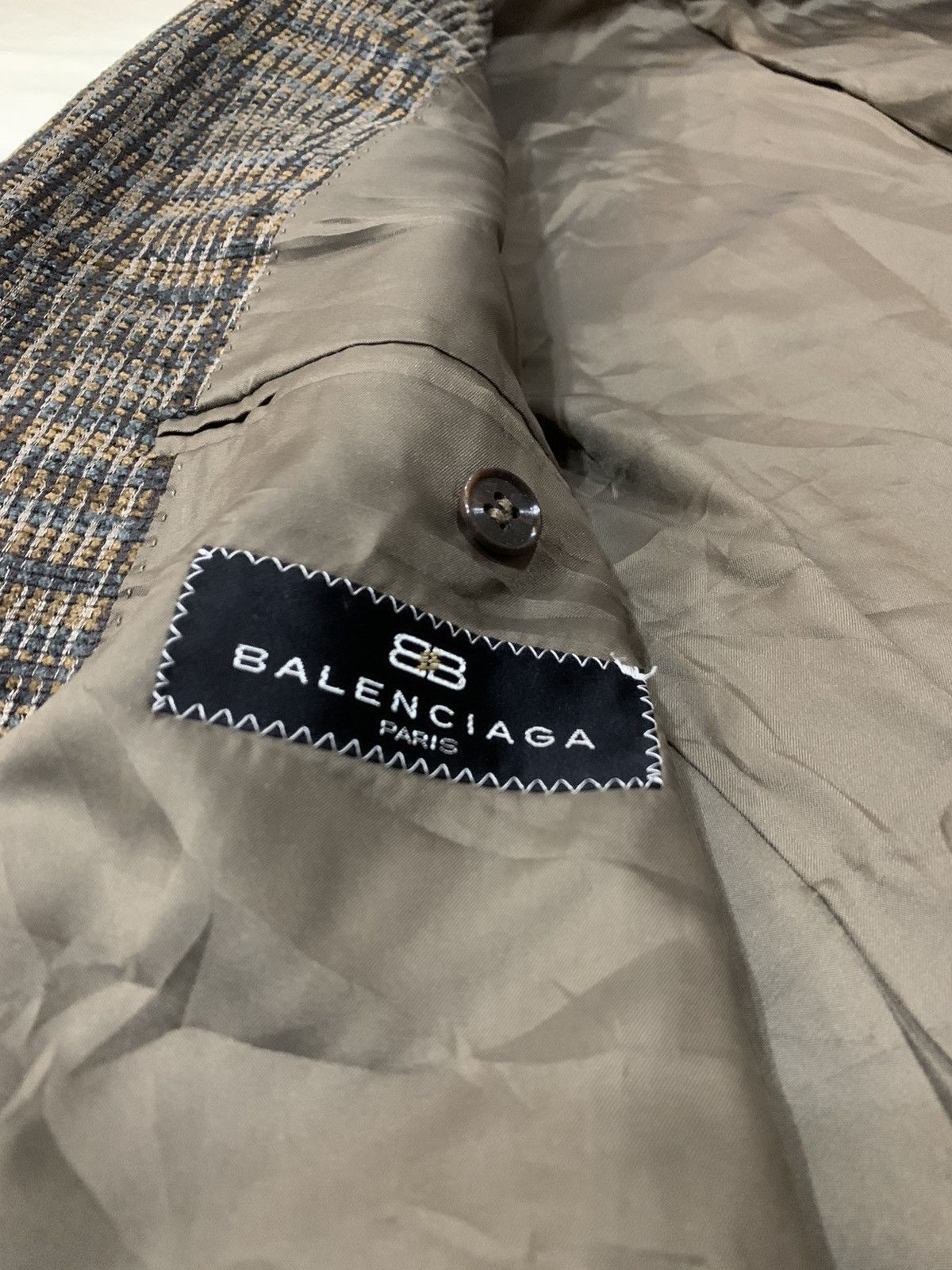 Balenciaga VINTAGE BALENCIAGA SILK FRAYED TWEED BLAZER JACKET Size 46L - 8 Thumbnail