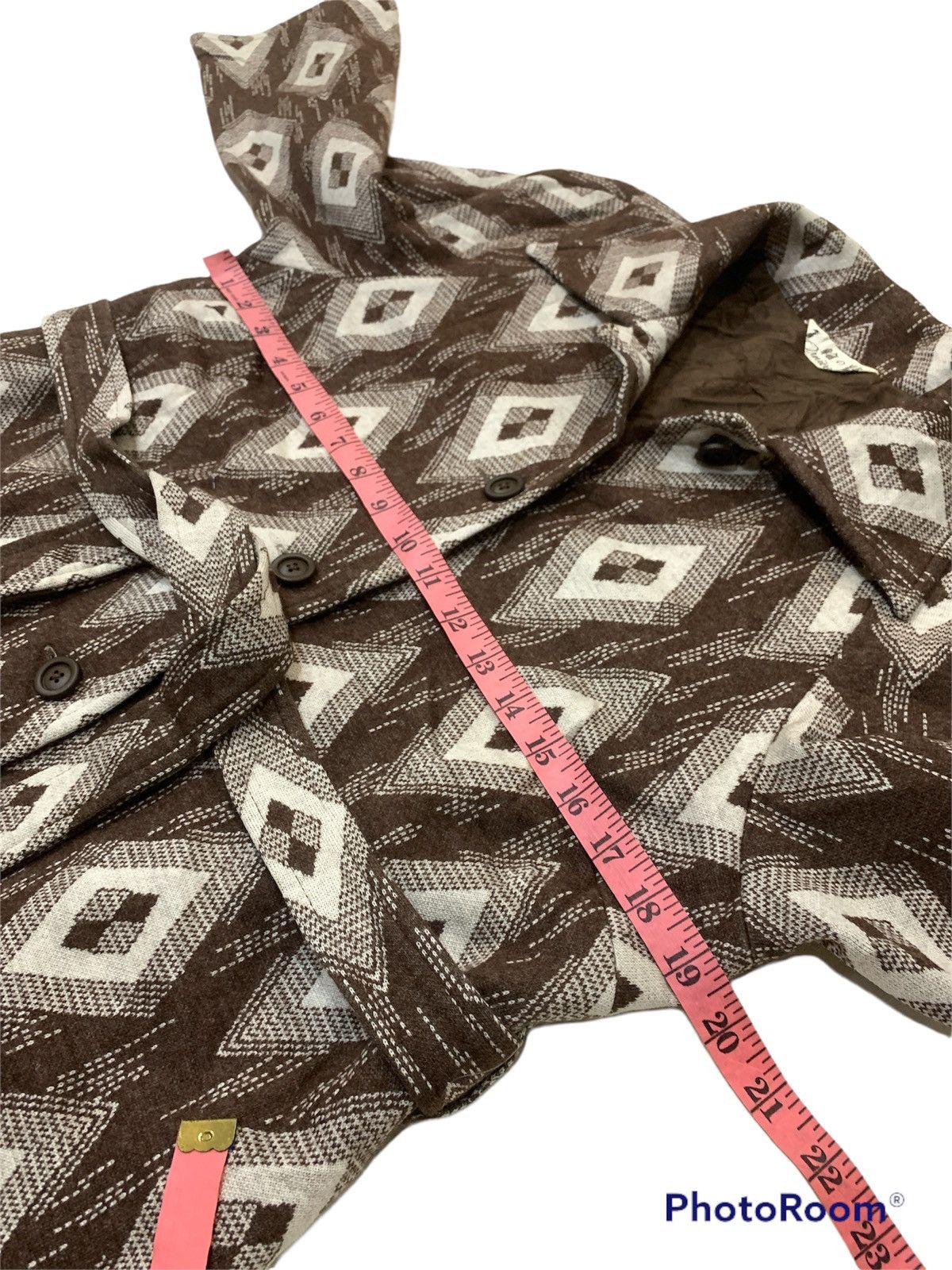 Japanese Brand VINTAGE TOKYO OTSUKI WOOL NAVAJO MOTOVE TRENCH LONG COAT Size US M / EU 48-50 / 2 - 5 Thumbnail