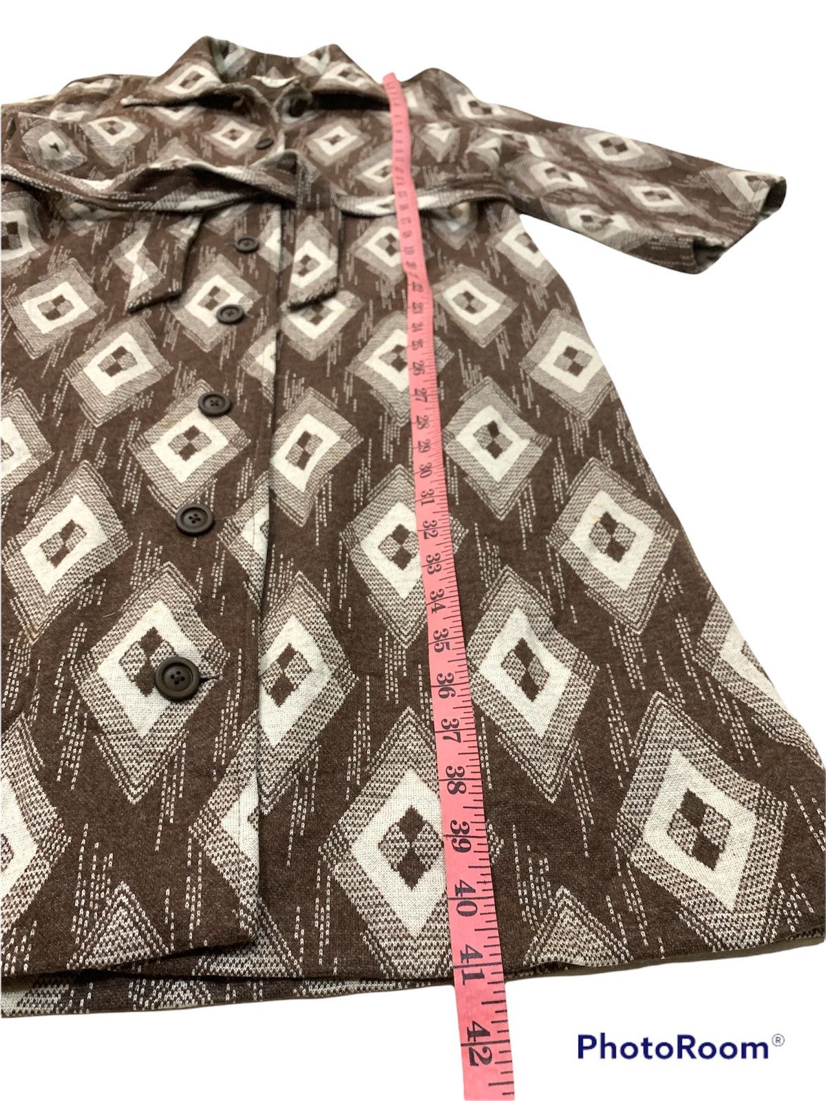 Japanese Brand VINTAGE TOKYO OTSUKI WOOL NAVAJO MOTOVE TRENCH LONG COAT Size US M / EU 48-50 / 2 - 4 Thumbnail