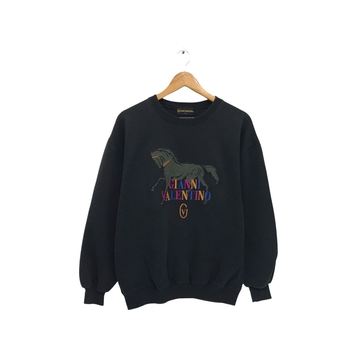 Gianni Valentino × Valentino × Vintage Gianni Valentino Multicolour Logo Horse Sweatshirt Size US M / EU 48-50 / 2 - 2 Thumbnail