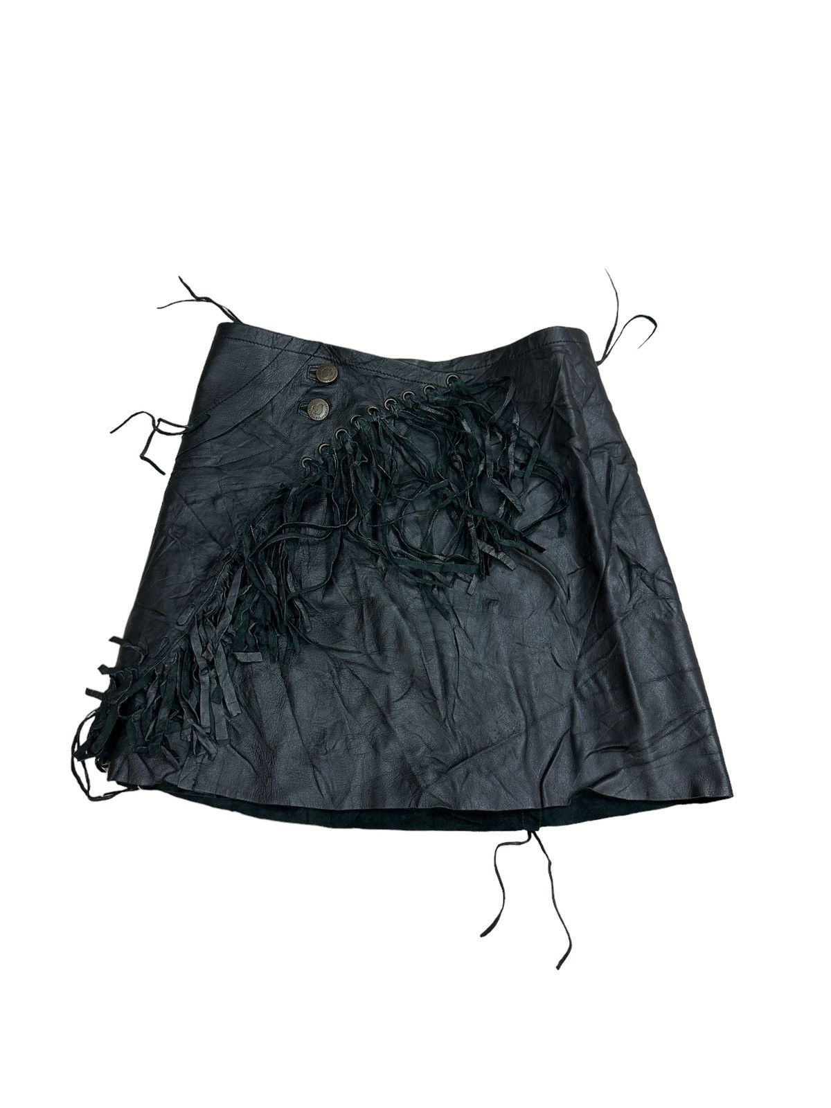 image of Leather Jacket x Vintage Underground Ram Leather Skirt in Black, Women's (Size 24)