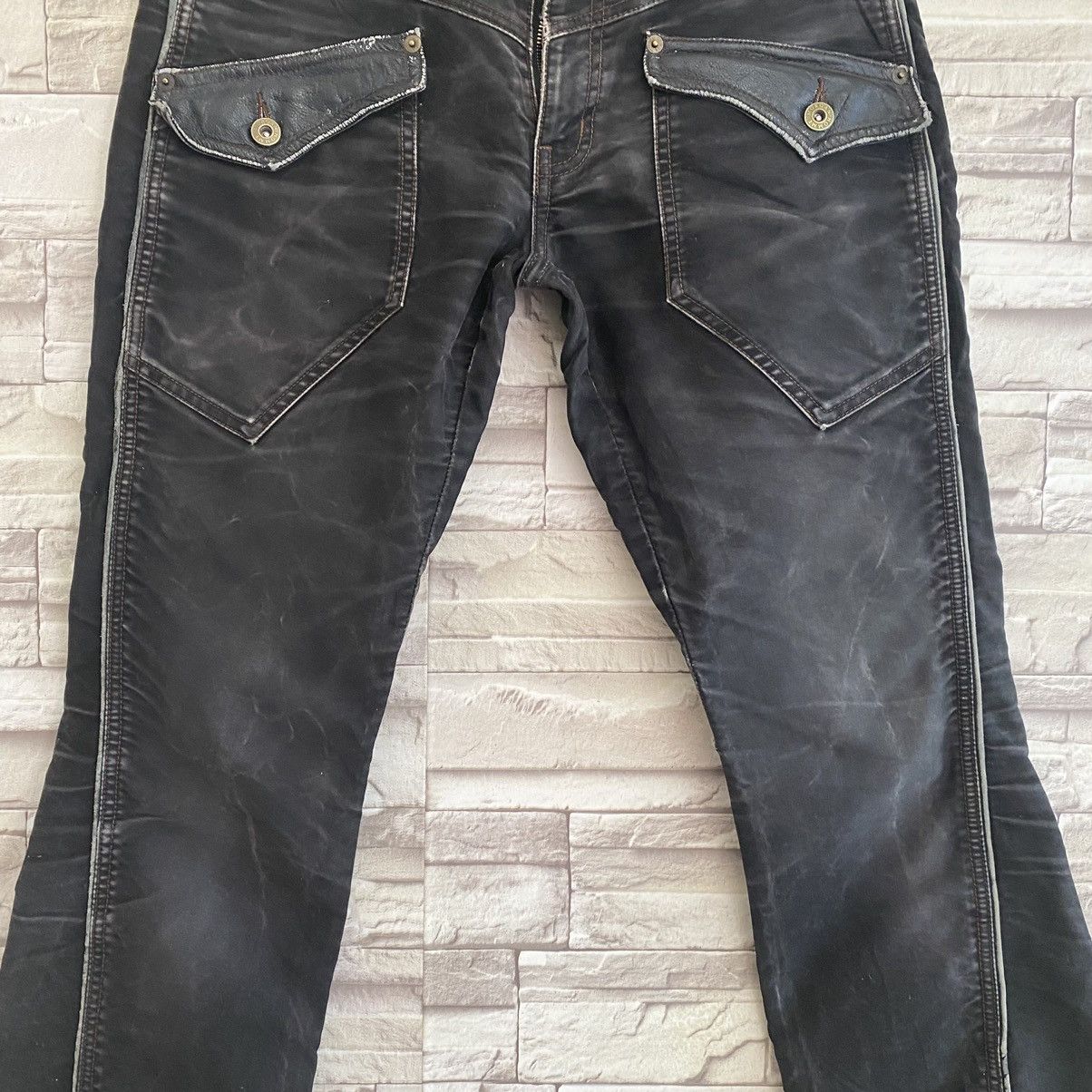 Japanese Brand Japanese Morgan Homme Moleskin Leather Flares Pants Size US 30 / EU 46 - 5 Thumbnail