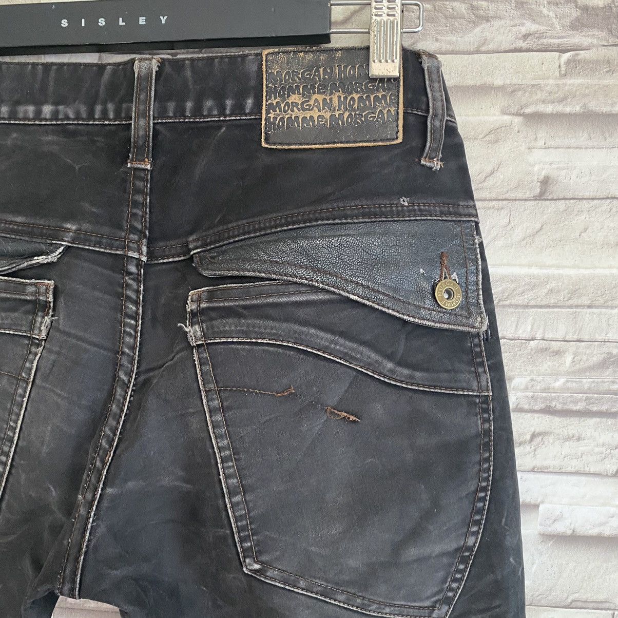 Japanese Brand Japanese Morgan Homme Moleskin Leather Flares Pants Size US 30 / EU 46 - 14 Thumbnail