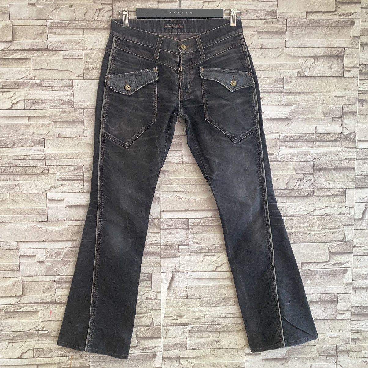 Japanese Brand Japanese Morgan Homme Moleskin Leather Flares Pants Size US 30 / EU 46 - 3 Thumbnail