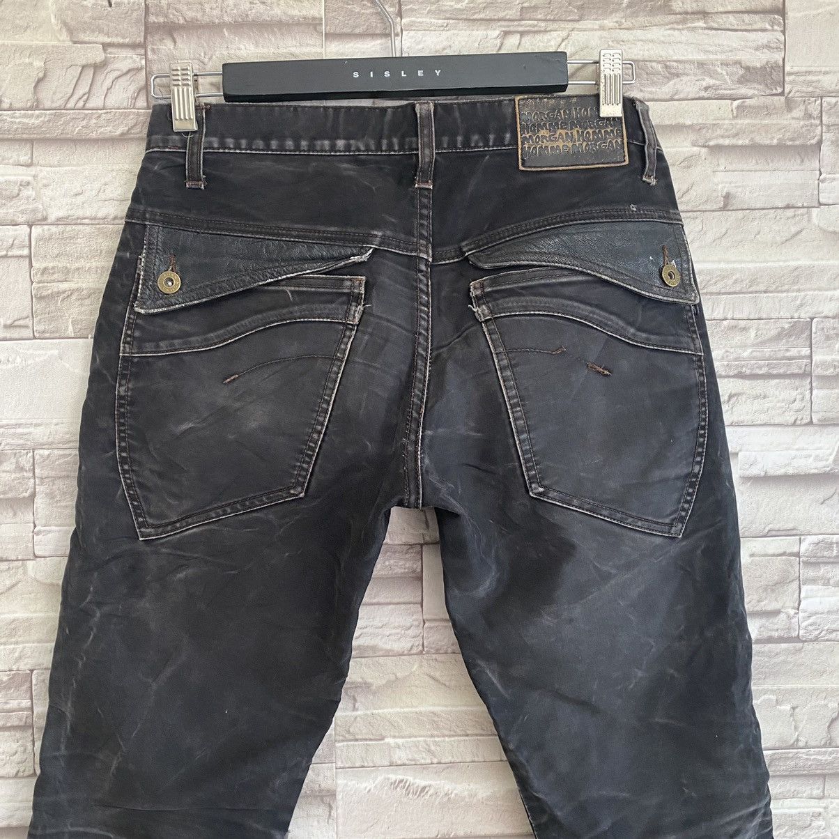 Japanese Brand Japanese Morgan Homme Moleskin Leather Flares Pants Size US 30 / EU 46 - 12 Thumbnail