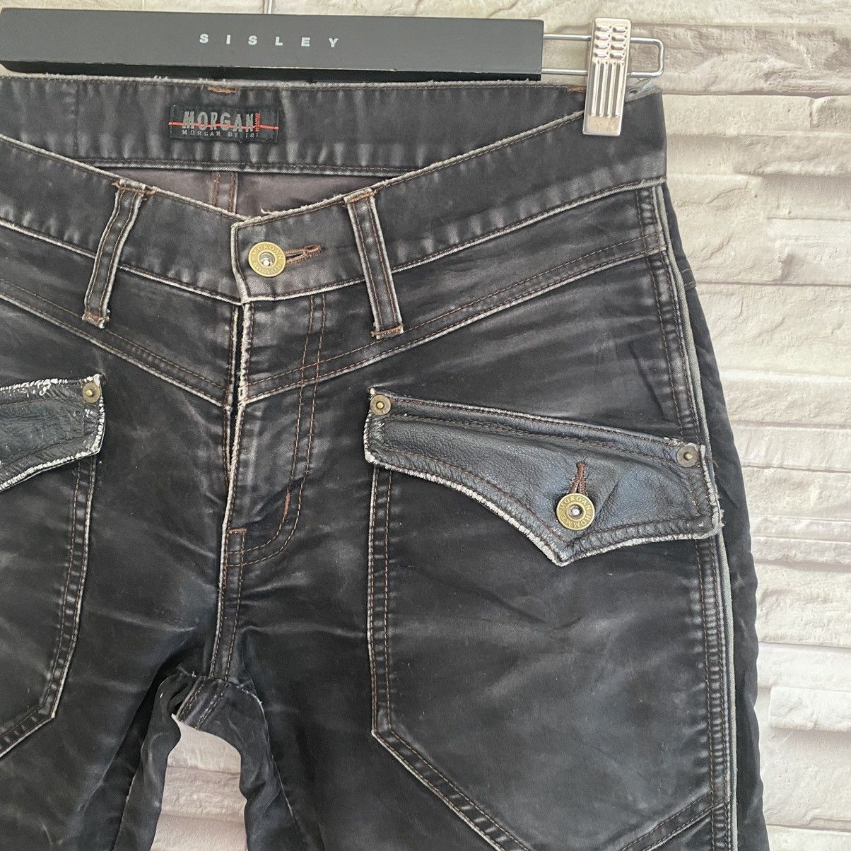 Japanese Brand Japanese Morgan Homme Moleskin Leather Flares Pants Size US 30 / EU 46 - 7 Thumbnail