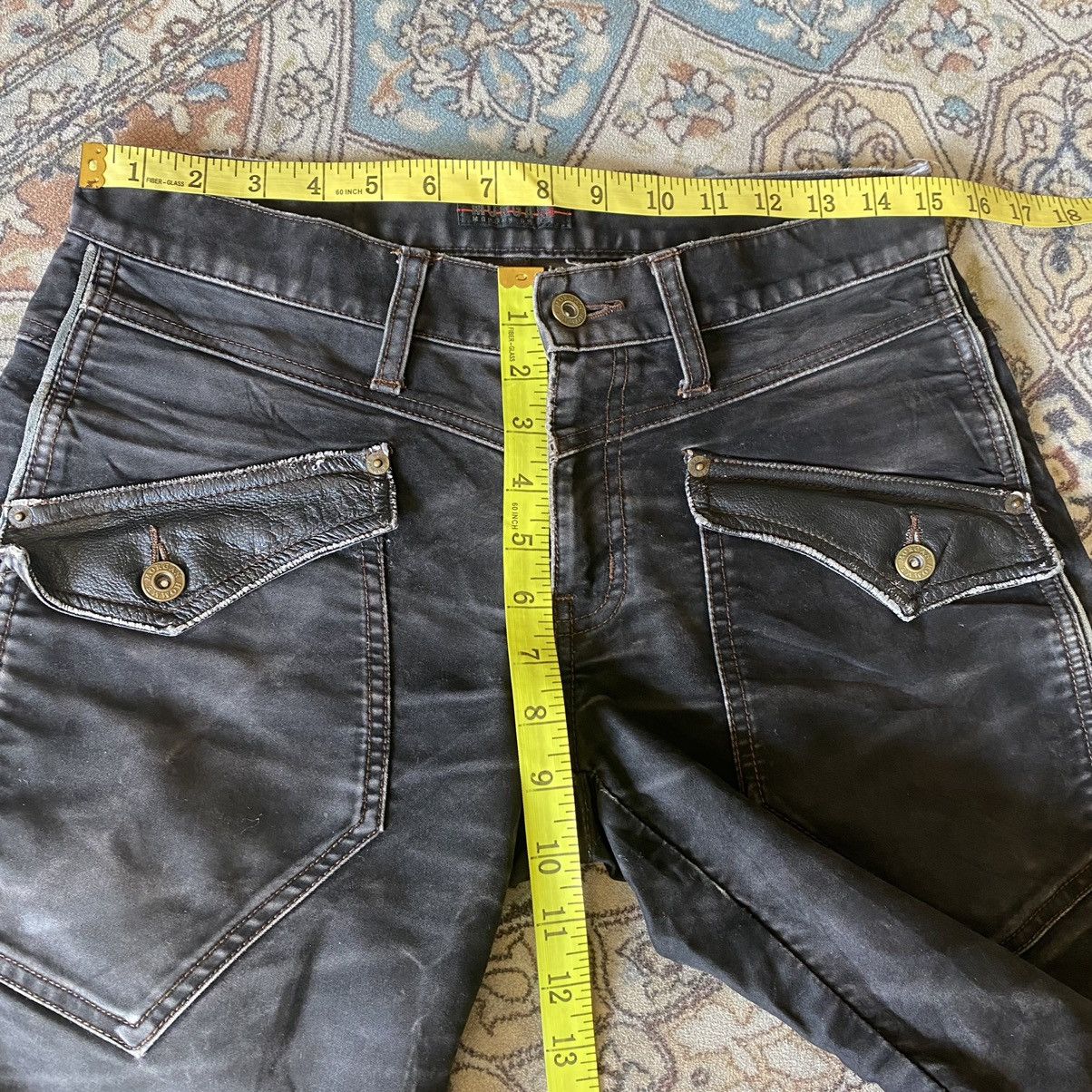 Japanese Brand Japanese Morgan Homme Moleskin Leather Flares Pants Size US 30 / EU 46 - 19 Thumbnail