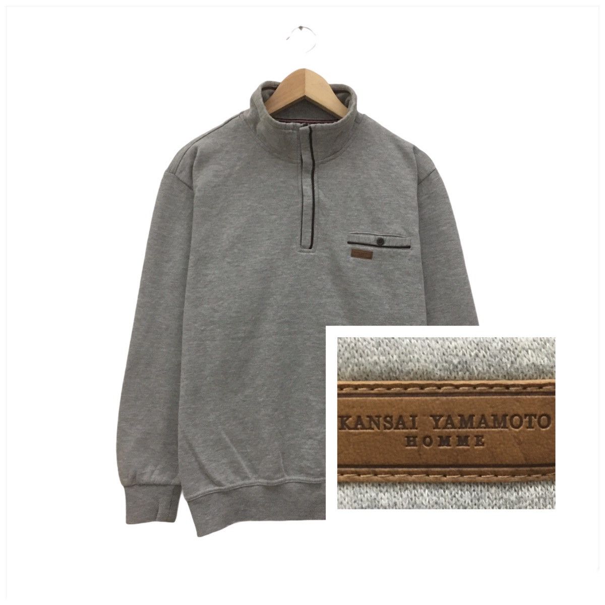 Japanese Brand × Kansai Yamamoto Vintage Kansai Yamamoto Homme Half Zip Sweatshirt Size US M / EU 48-50 / 2 - 1 Thumbnail