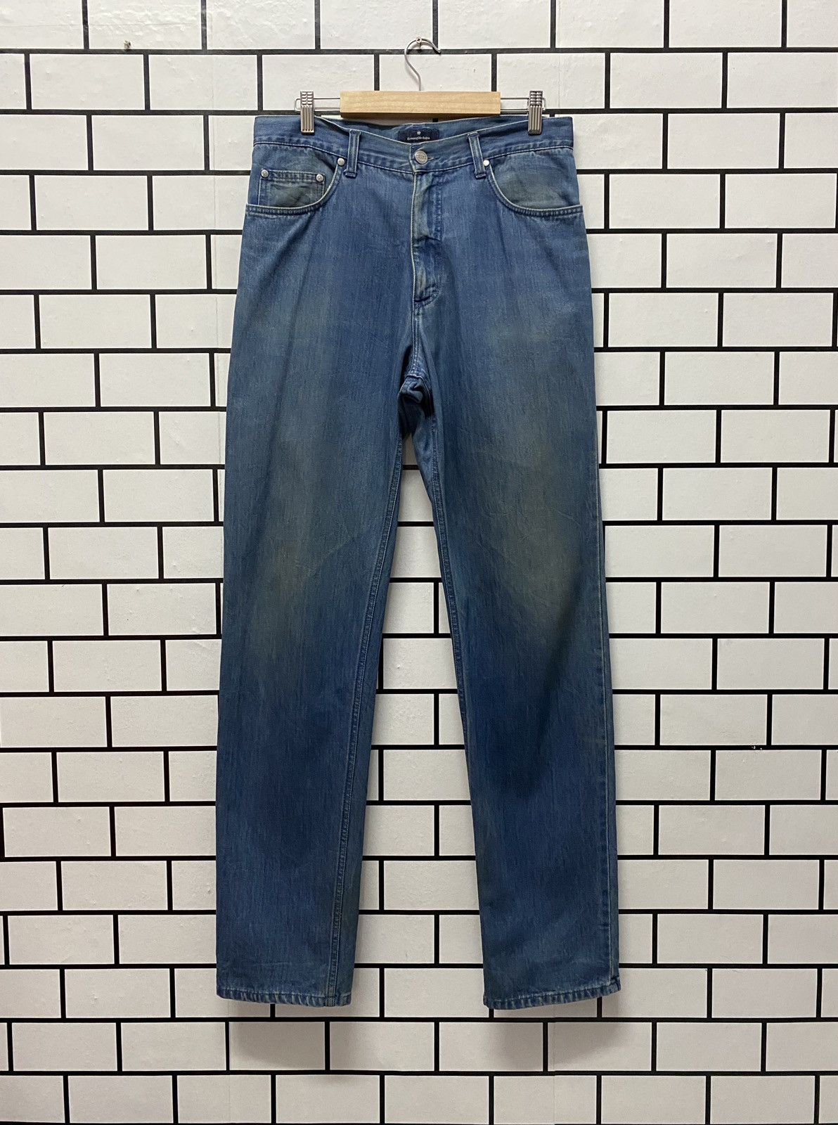 image of Ermenegildo Zegna Chambray Denim Pants Regular Fit in Chambray Blue, Men's (Size 32)