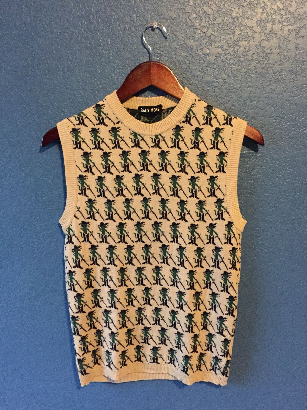 Pre-owned Raf Simons Steal Fw13 Knit Pattern Vest Puss In Boots In