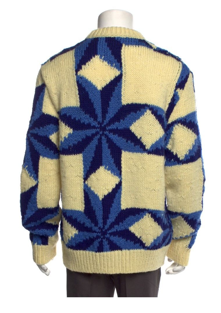 Raf Simons Blue Star Distressed Blue and Yellow Wool Sweater Size US S / EU 44-46 / 1 - 4 Thumbnail