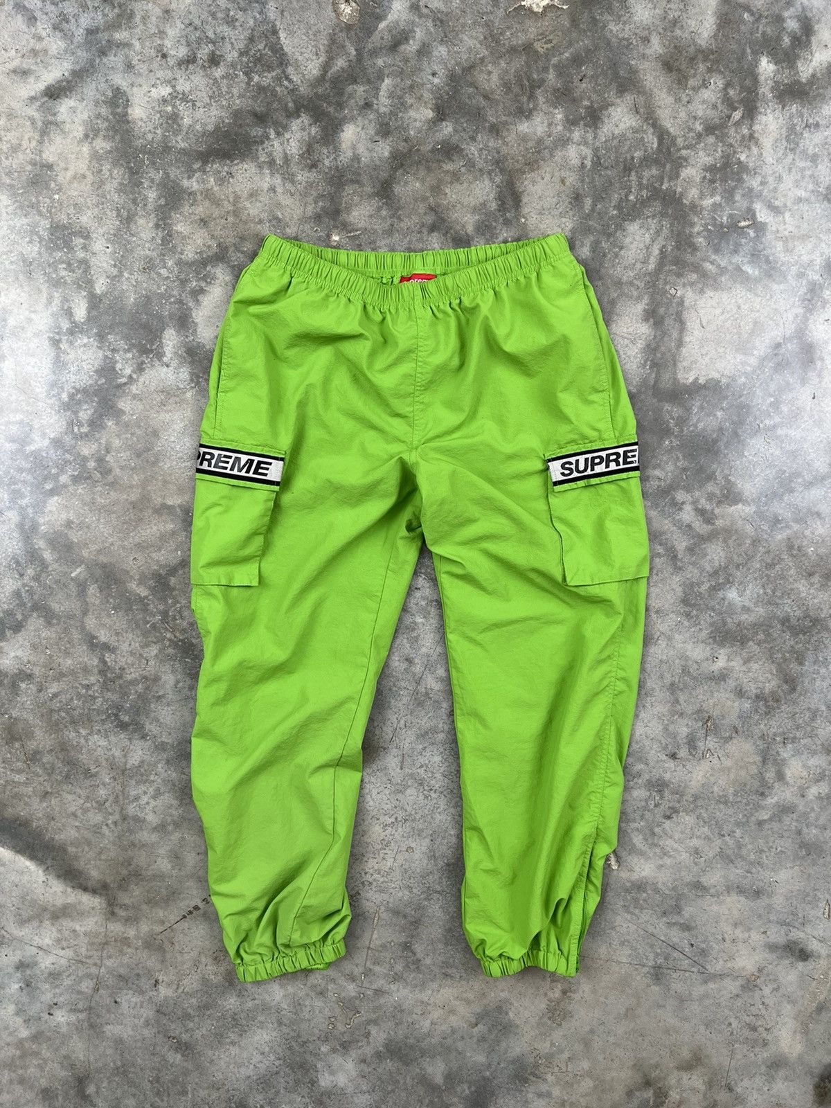 Supreme Supreme Reflective Taping Cargo Pant Neon Green SS18 | Grailed