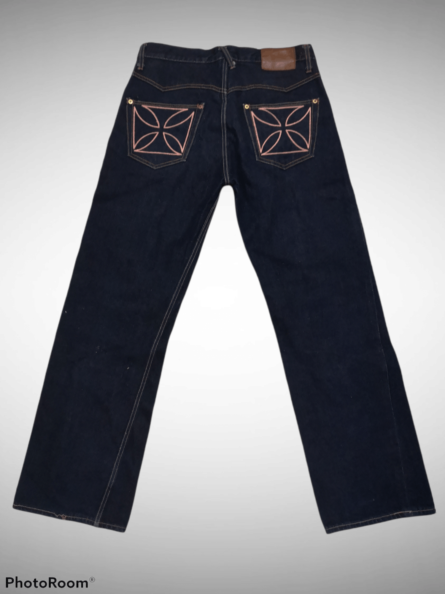 Japanese Brand Gang Steruille Embroidered Cross like Chrome Hearts Denim Size US 34 / EU 50 - 1 Thumbnail
