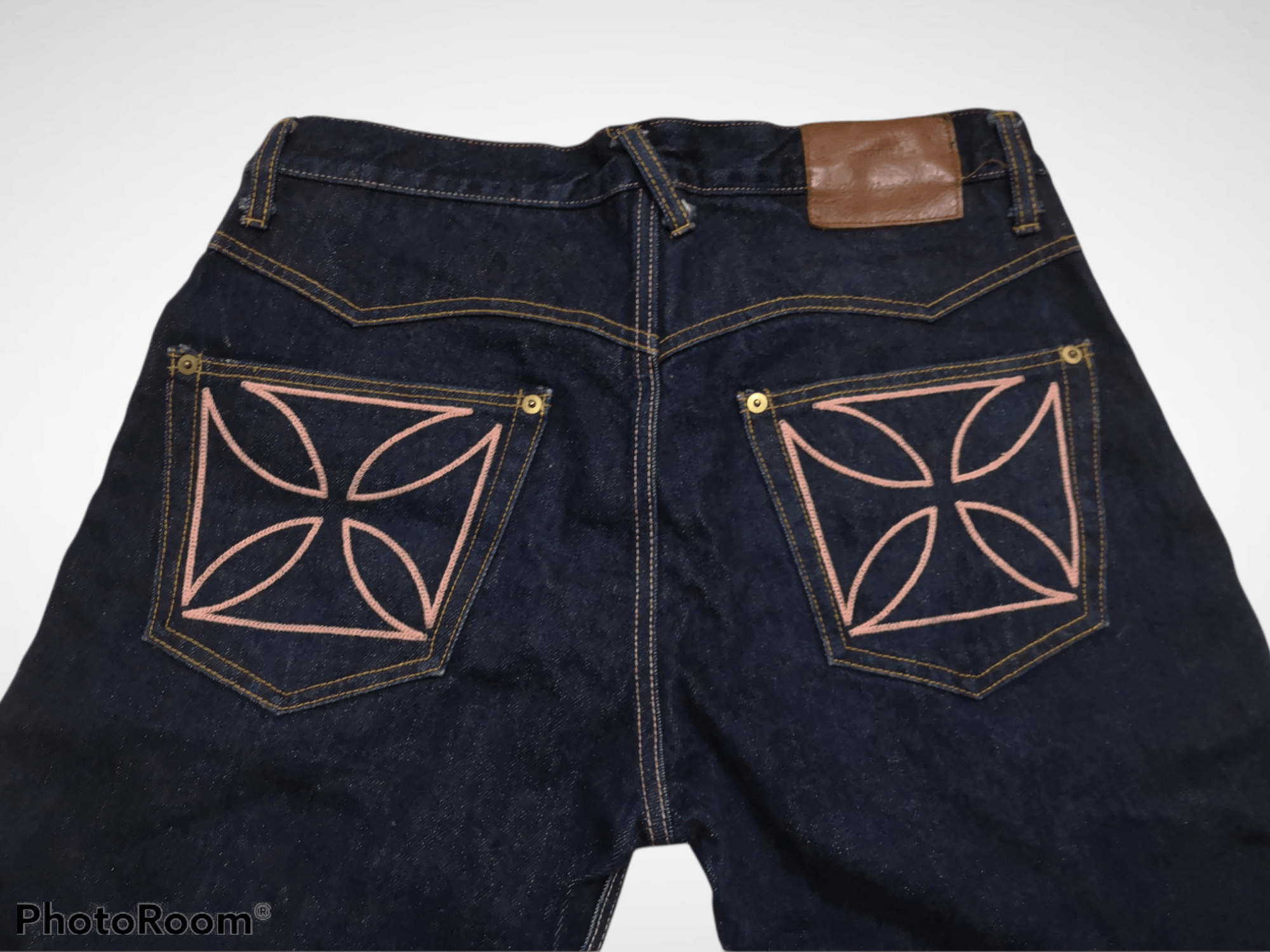 Japanese Brand Gang Steruille Embroidered Cross like Chrome Hearts Denim Size US 34 / EU 50 - 3 Thumbnail