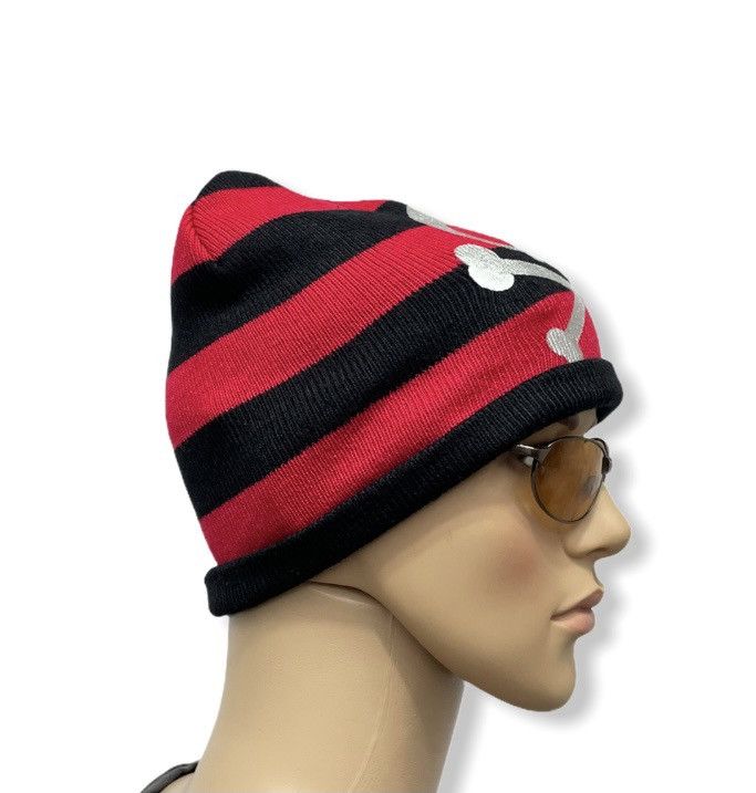 Japanese Brand × Vintage Vintage Punk Striped Skull Skeleton Loewe Style Beanie Size ONE SIZE - 3 Thumbnail