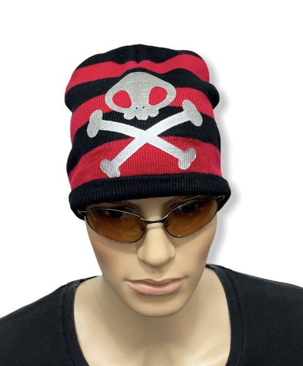 Japanese Brand × Vintage Vintage Punk Striped Skull Skeleton Loewe Style Beanie Size ONE SIZE - 1 Thumbnail